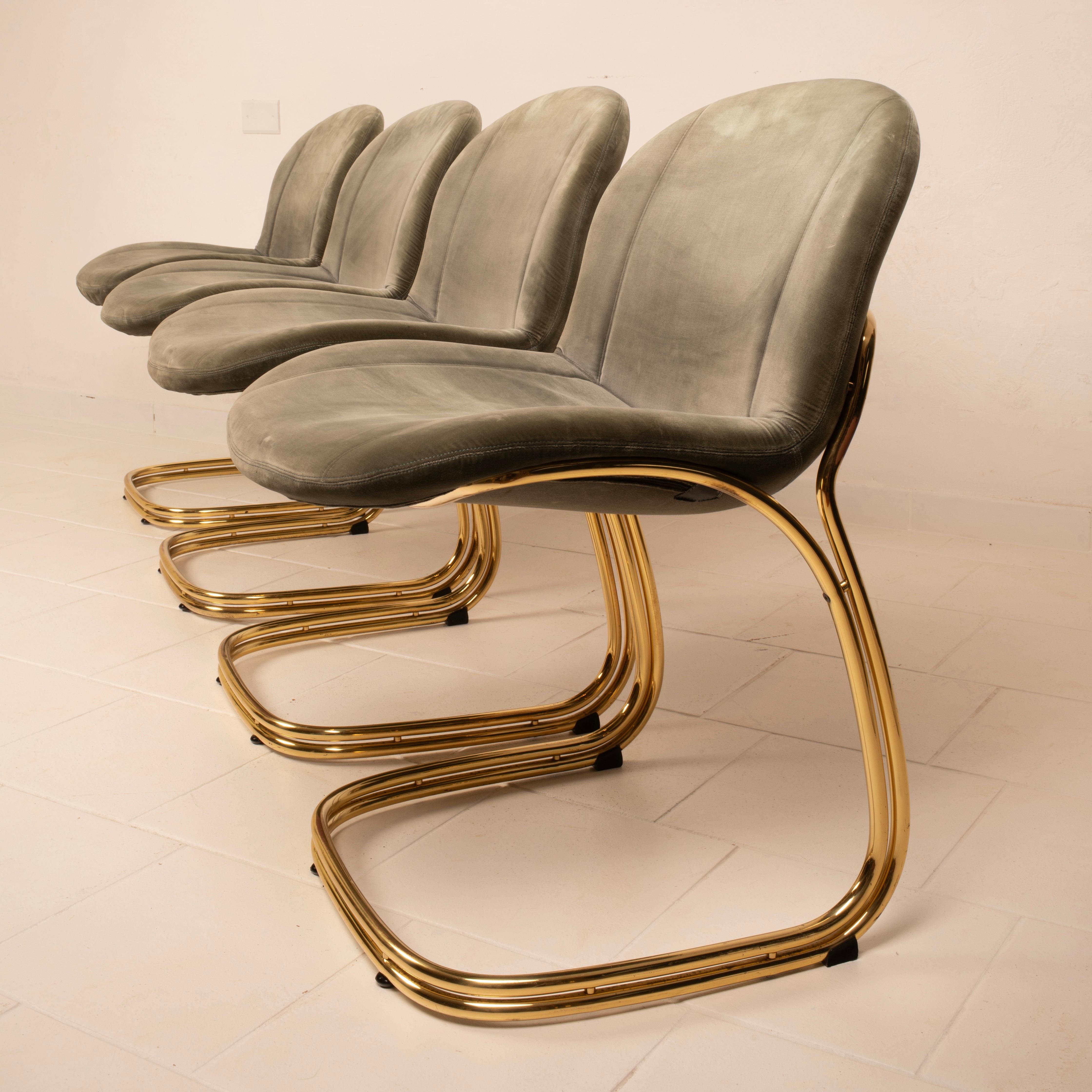 Sabrina Brass Chairs Limited Edition by Giorgio Rinaldi for RIMa Padova 1970 For Sale 4