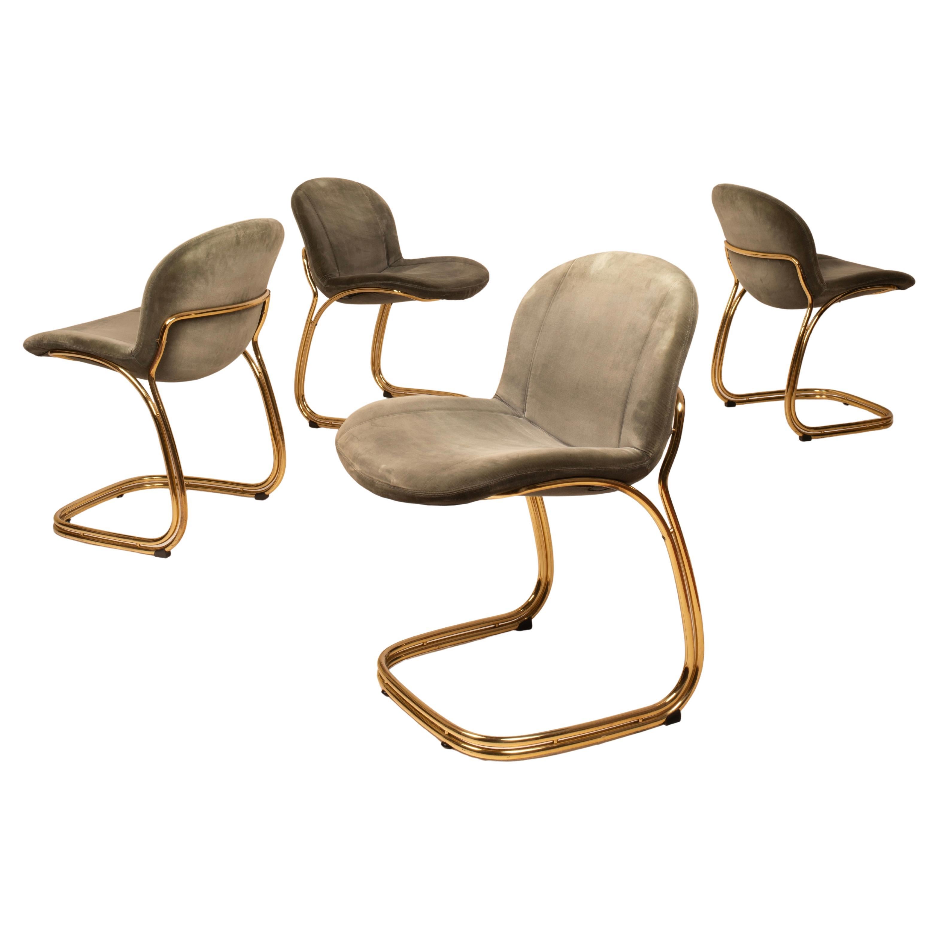 Chaises Sabrina en laiton édition limitée par Giorgio Rinaldi pour RIMa Padova 1970