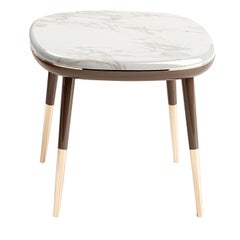 Sabrina Brown Side Table with Marble Top