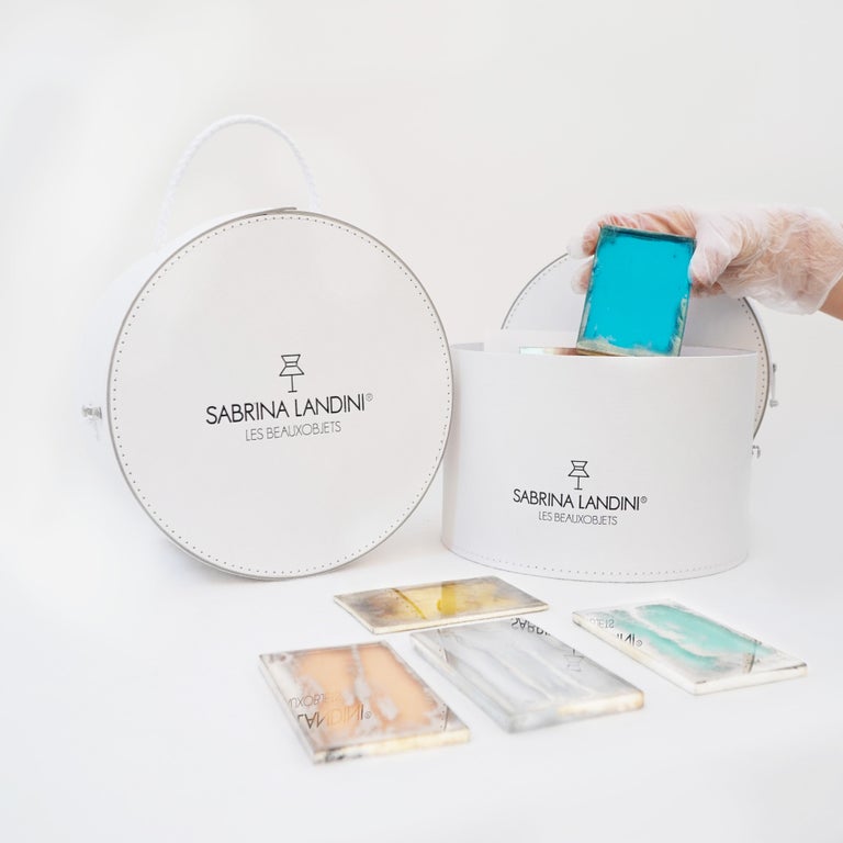 Silvered Sabrina Landini sample Hat-box  For Sale