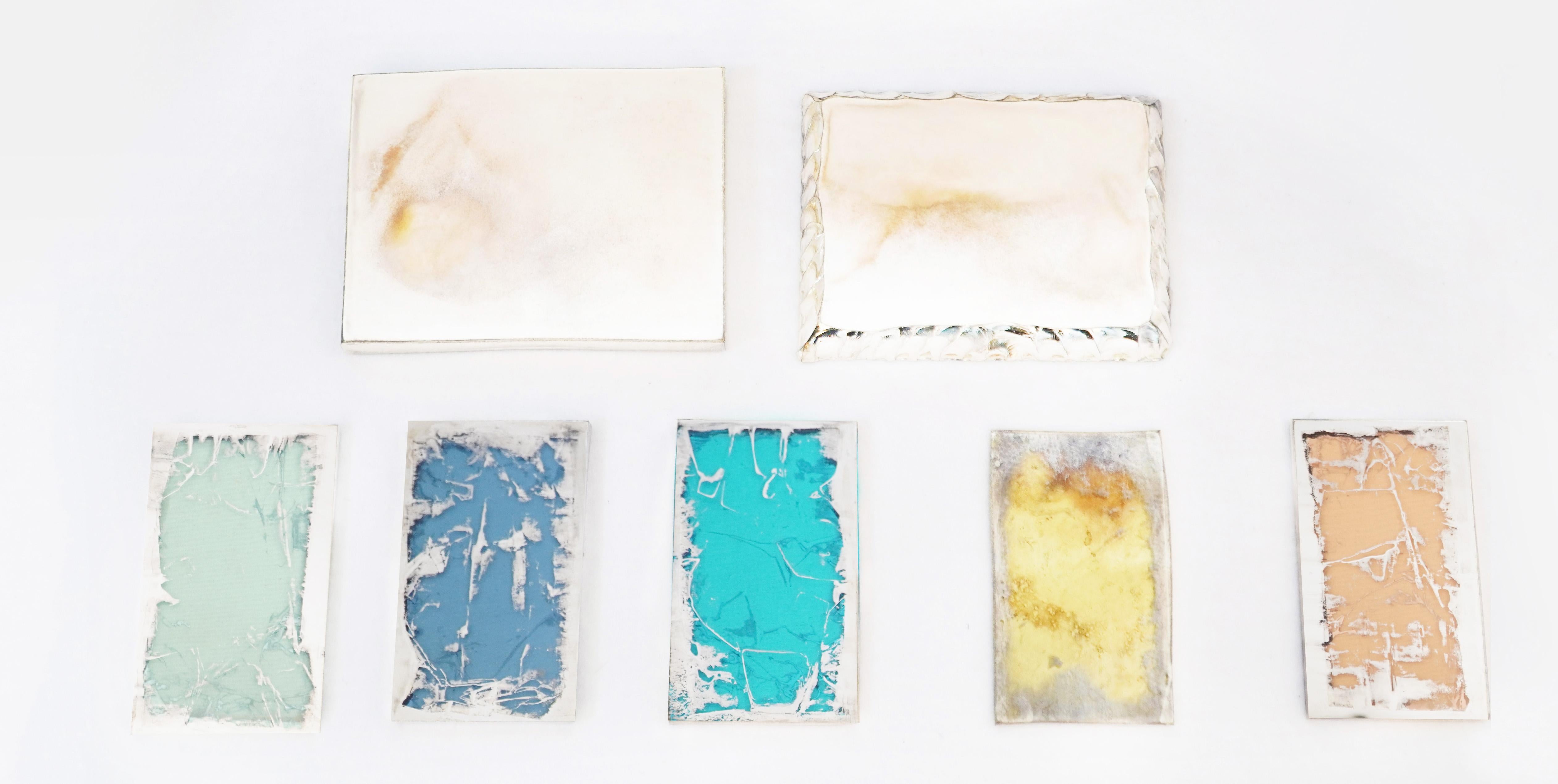 XXIe siècle et contemporain Lot de 3 échantillons de verre argenté Sabrina Landini, demandez vos couleurs préférées en vente