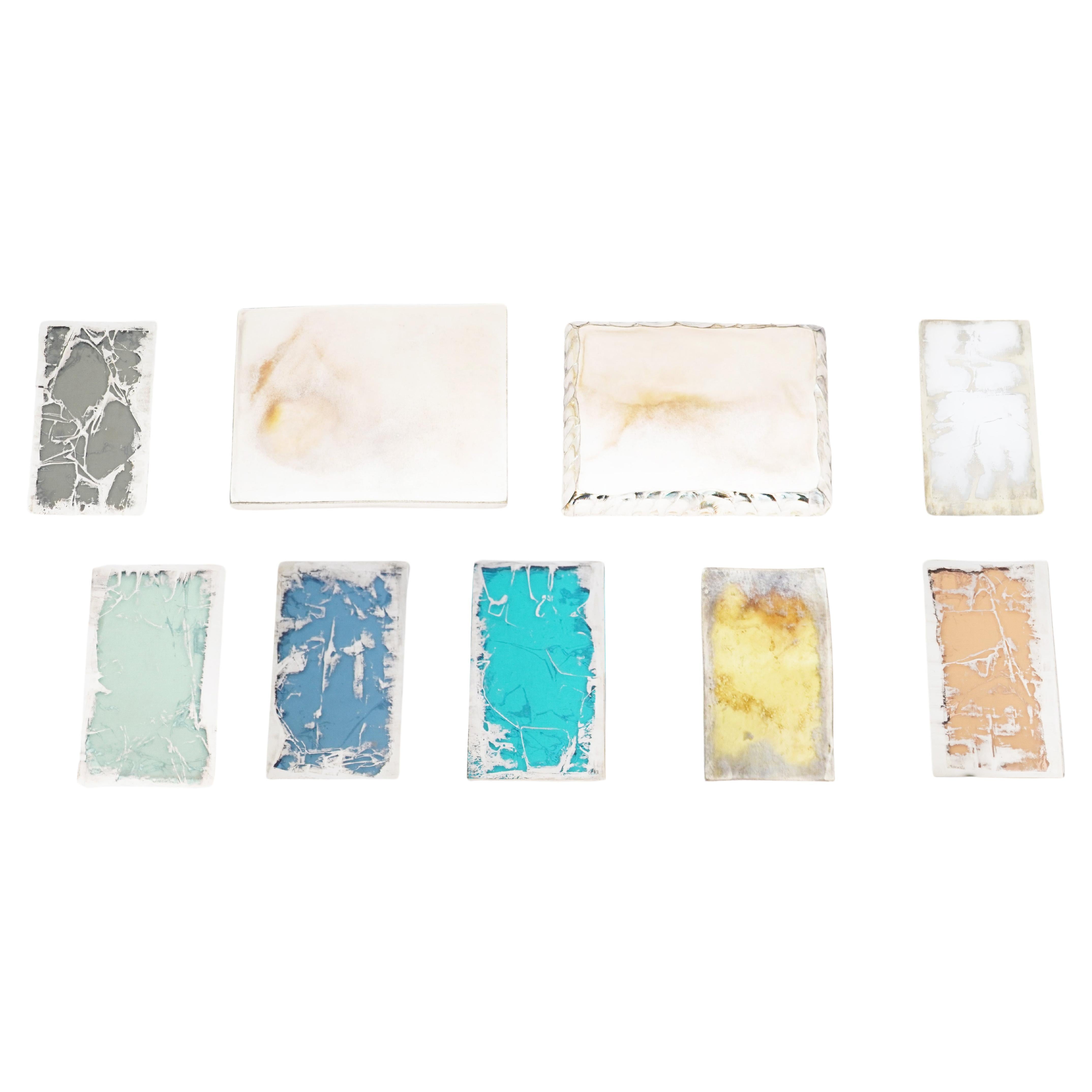 Lot de 3 échantillons de verre argenté Sabrina Landini, demandez vos couleurs préférées   en vente