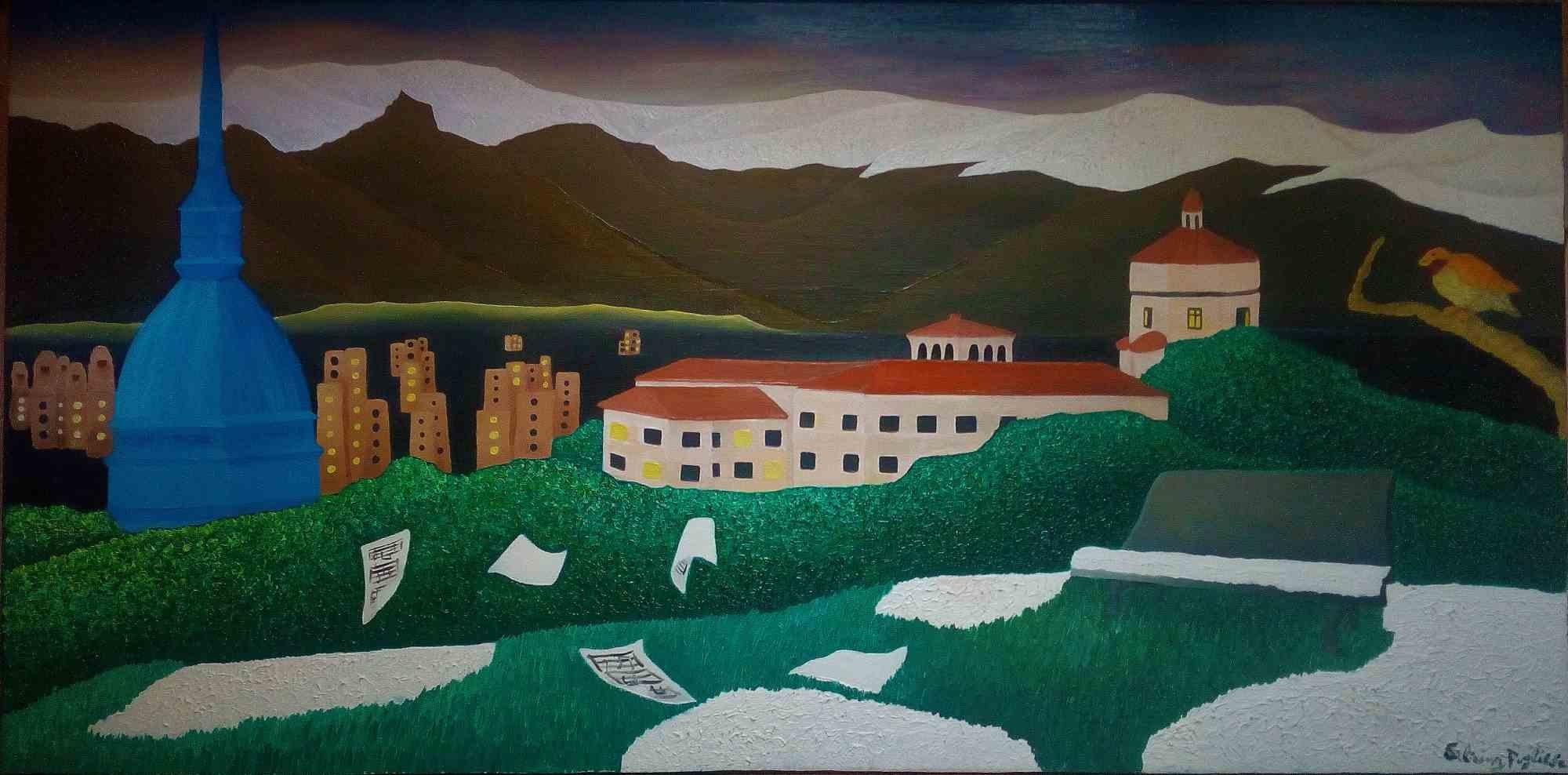 Sabrina Publiese Landscape Painting - The Magic Flute -  Oil Painting on Canvas by S. Pugliese - 2019