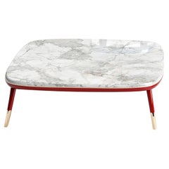 Sabrina Red Coffee Table with Marble Top