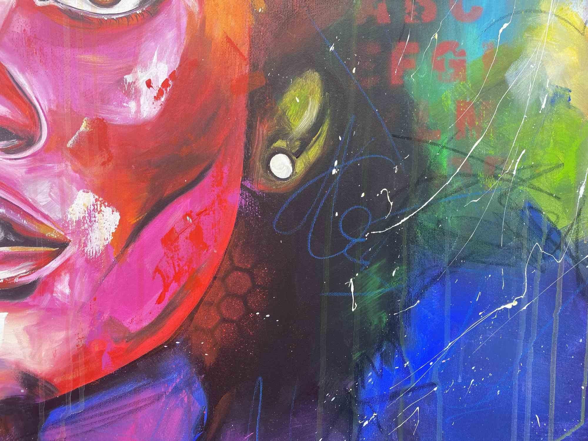 Farbige Schönheit – Acryl von Sabrina Seck – 2022 im Angebot 5