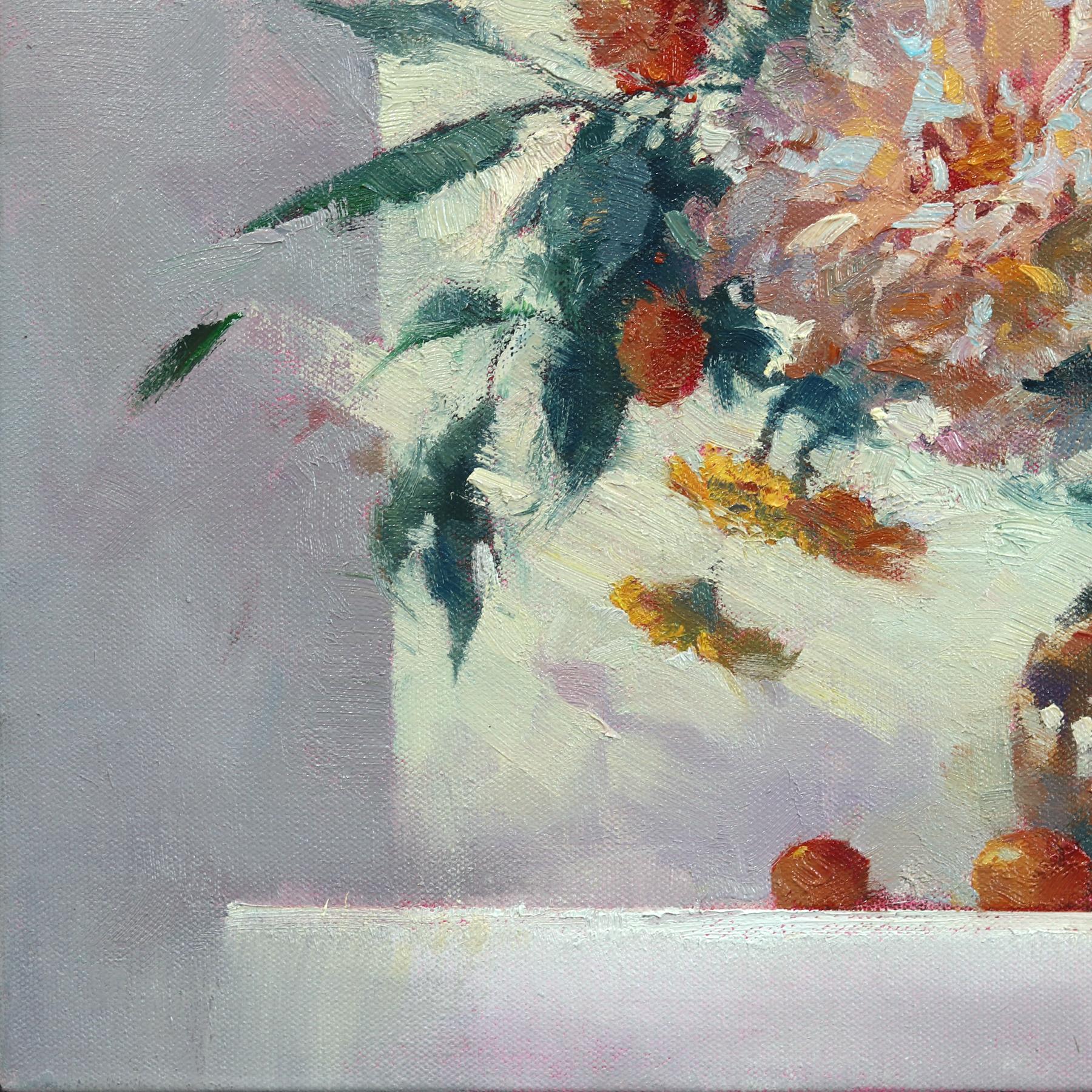 Il respiro delle peonie - Quadro impressionista floreale su tela in vendita 3