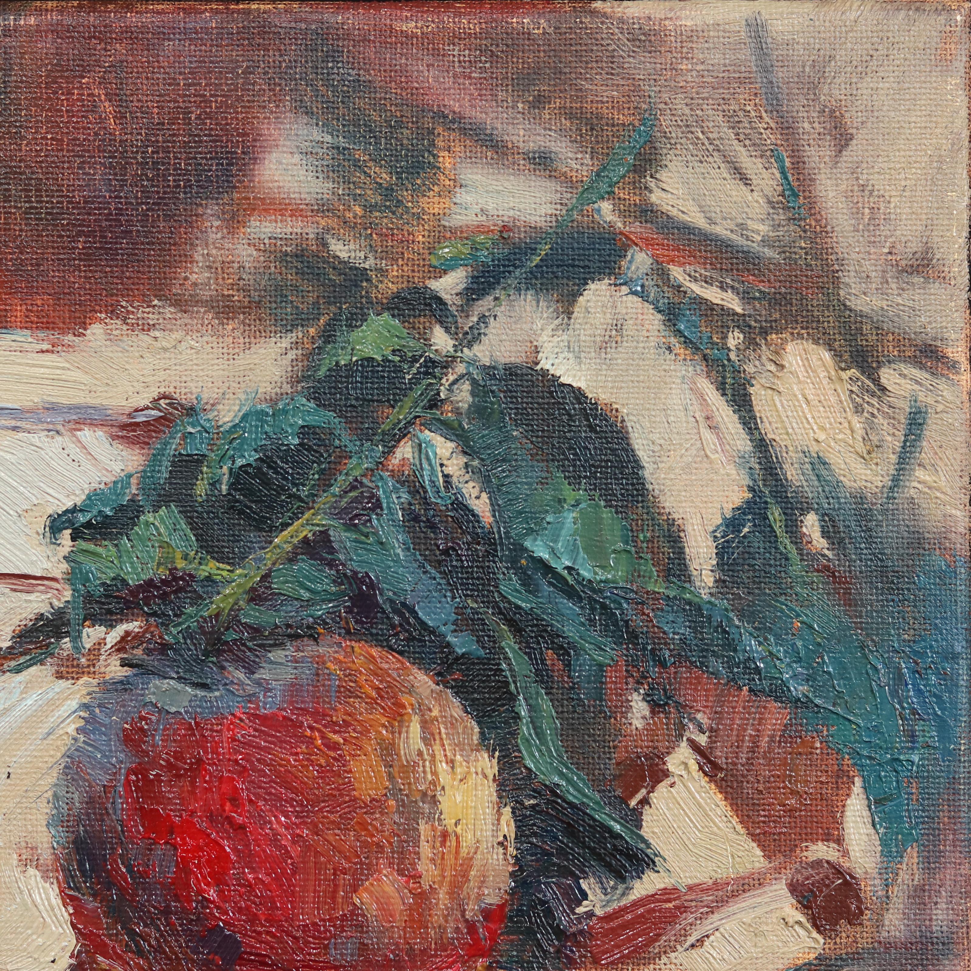 Ráfaga de oro - Naturaleza muerta Pintura sobre lienzo Enmarcada en venta 2
