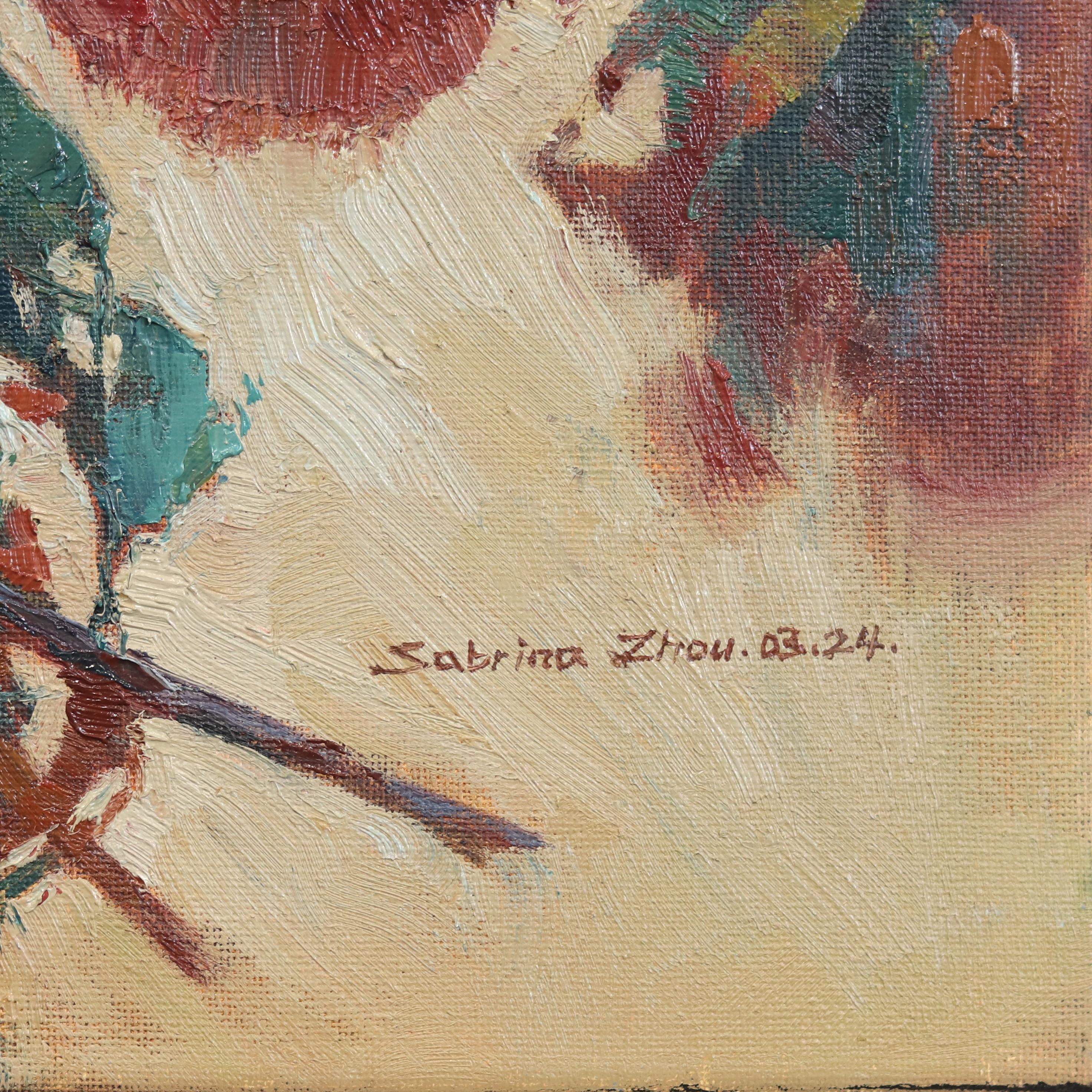 Ráfaga de oro - Naturaleza muerta Pintura sobre lienzo Enmarcada en venta 3