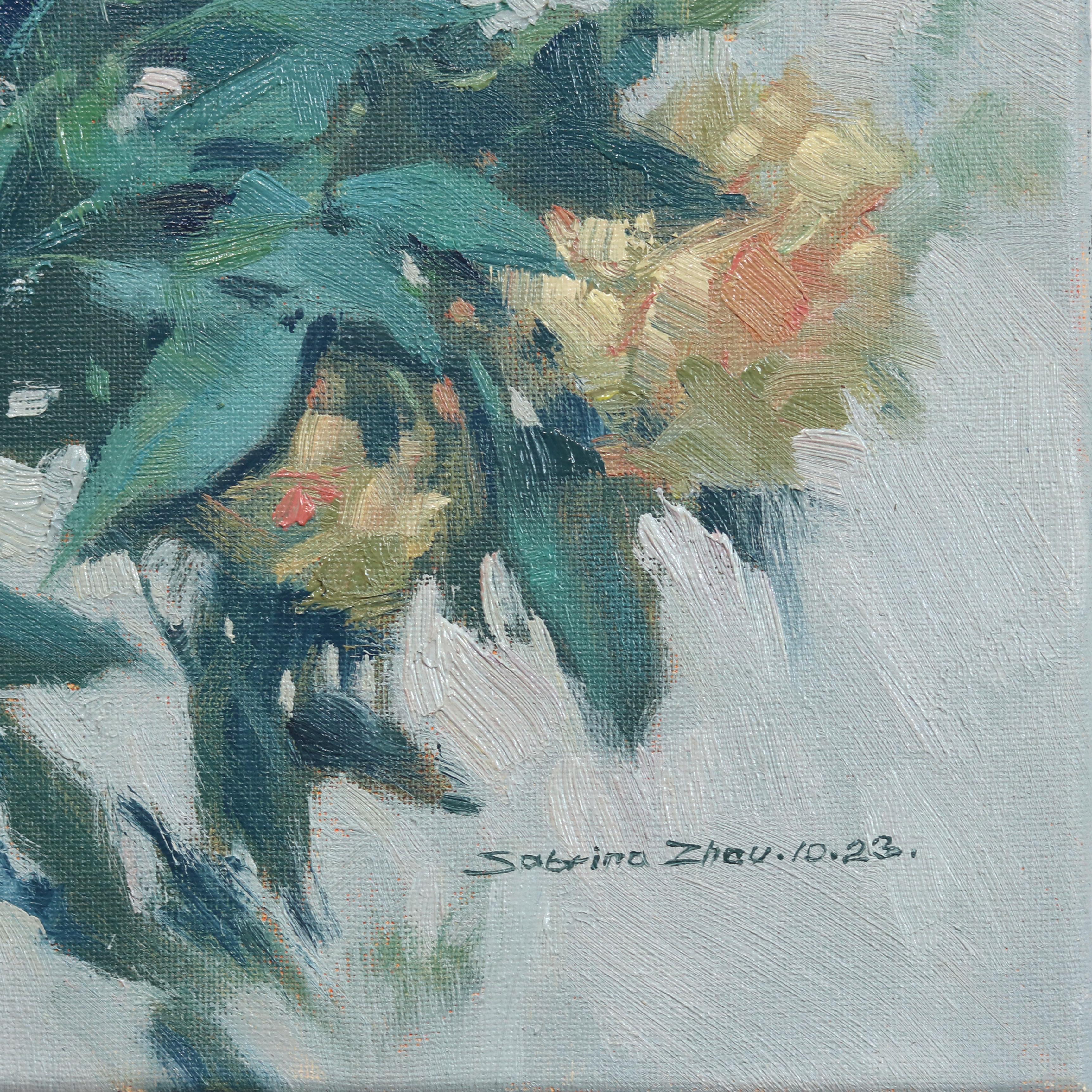 Inseguendo la brezza - Quadro floreale impressionista su tela in vendita 3
