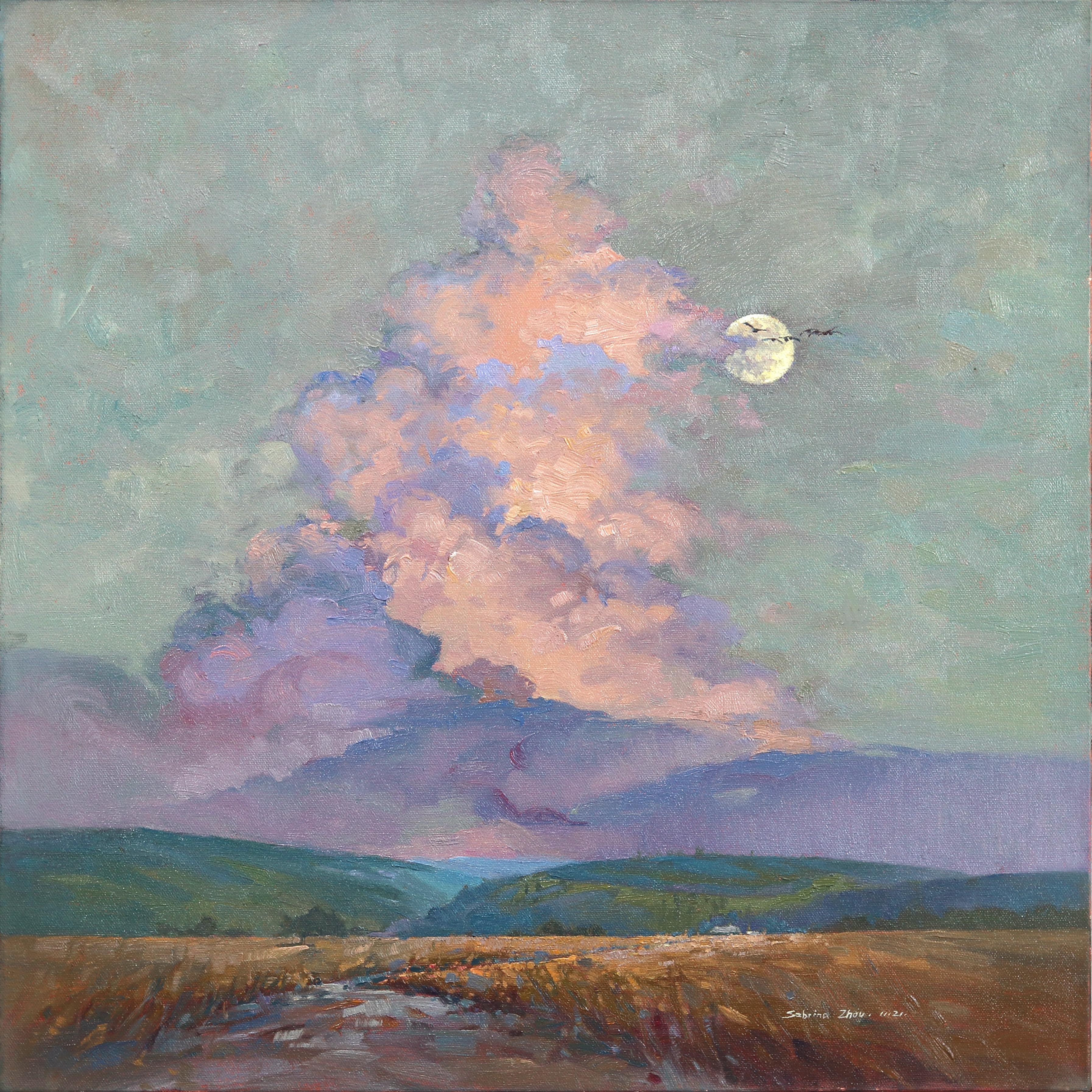 Melodie del cielo - Quadro impressionista di paesaggio serale su tela