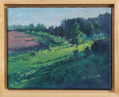 Quiet Beginning - Impressionist Green Landscape Painting on Canvas