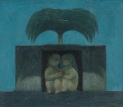 Vintage "Midnight Embrace" Painting 12" x 13" inch by SABRY MANSOUR