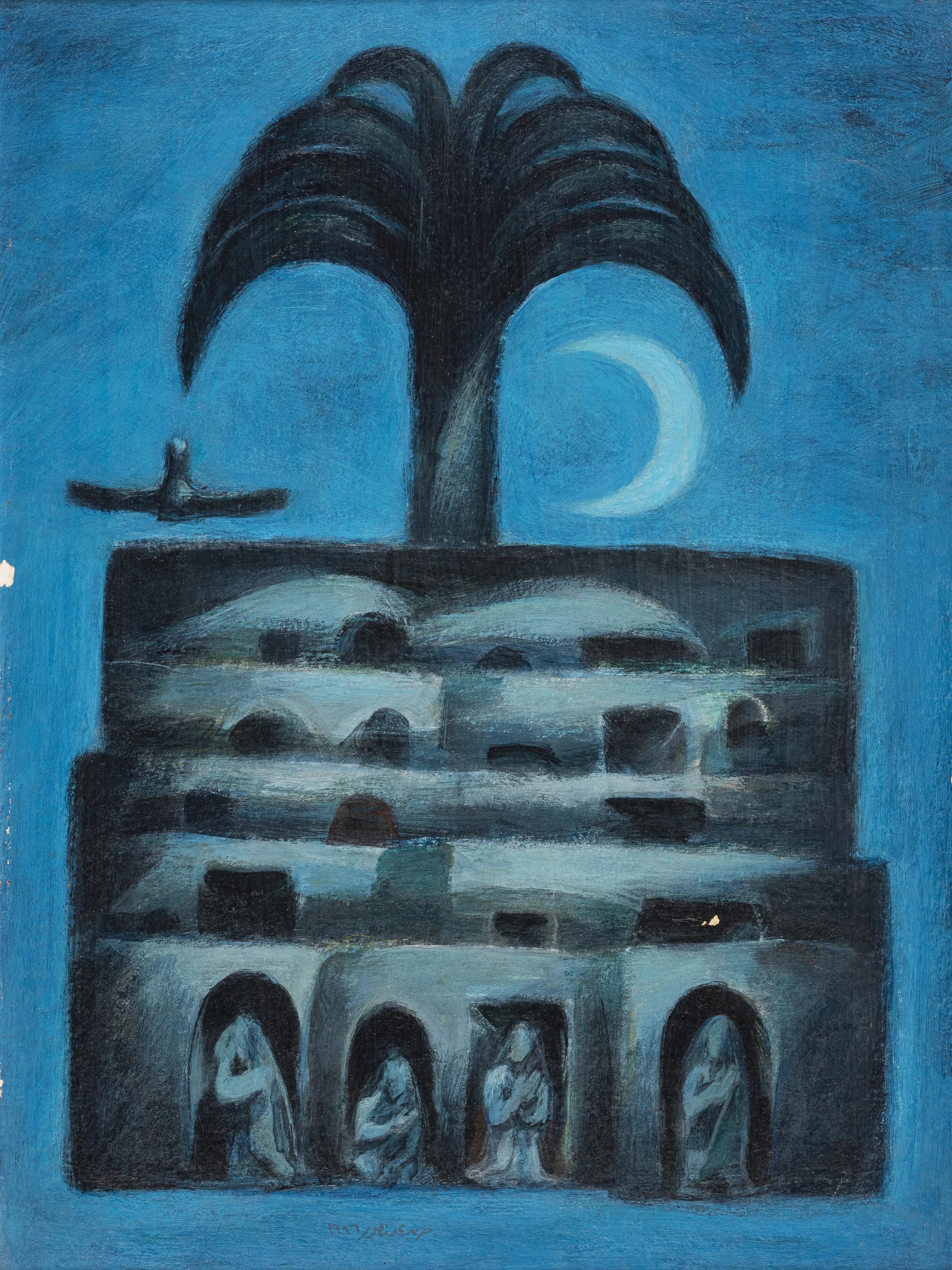 "Prière au clair de lune" Peinture 12" x 10" pouces par SABRY MANSOUR

A PROPOS : 

Sabry Mansour est née à Menoufia, dans la région égyptienne du delta du Nil, en 1943. Il a obtenu son BA à la Faculté des Beaux-Arts de l
Université de Helwan en