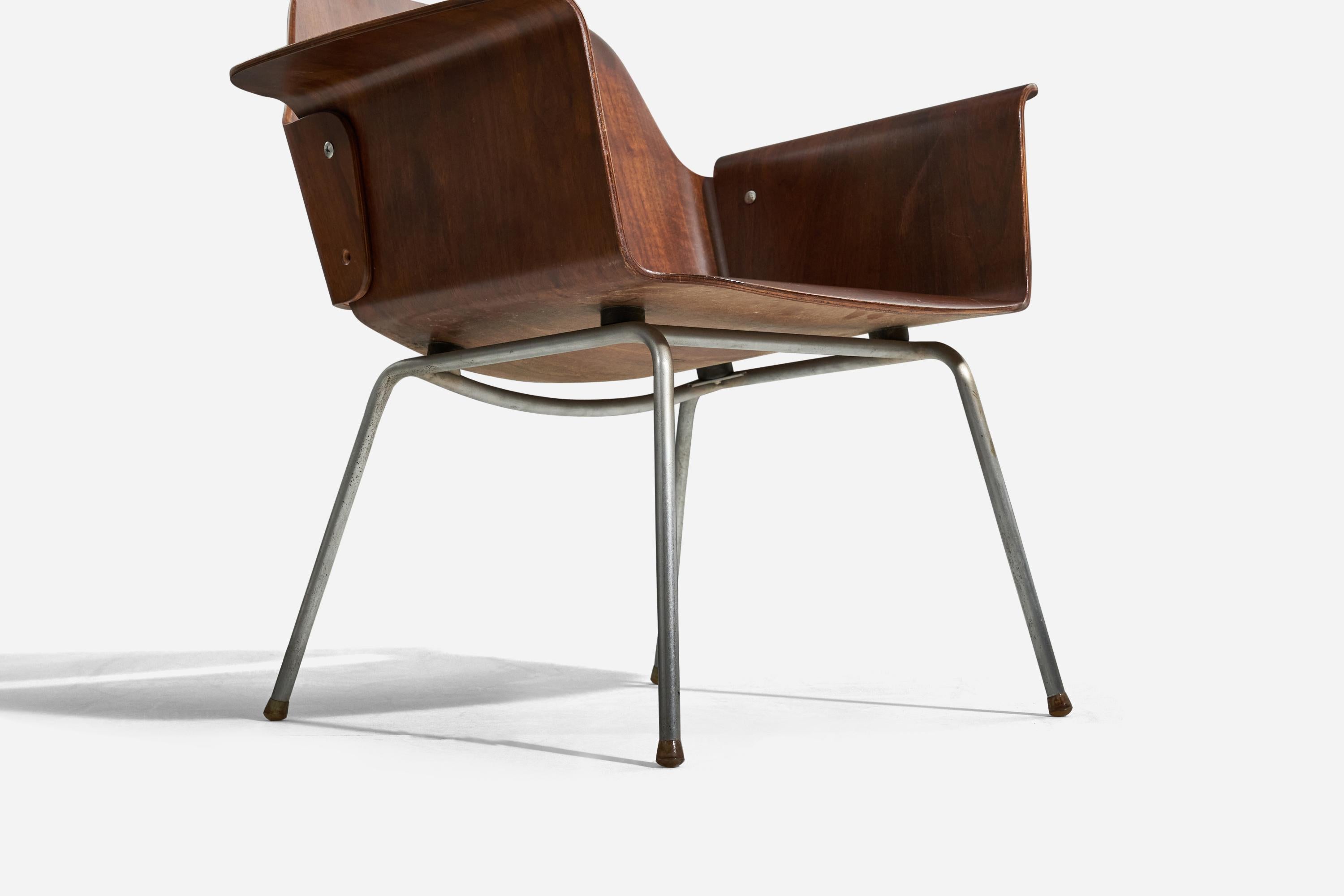 Fauteuil de salon Saburo Inui, « Plaque Chair », contreplaqué de noyer, Tendo Mokko, Japon, années 1960 Bon état - En vente à High Point, NC