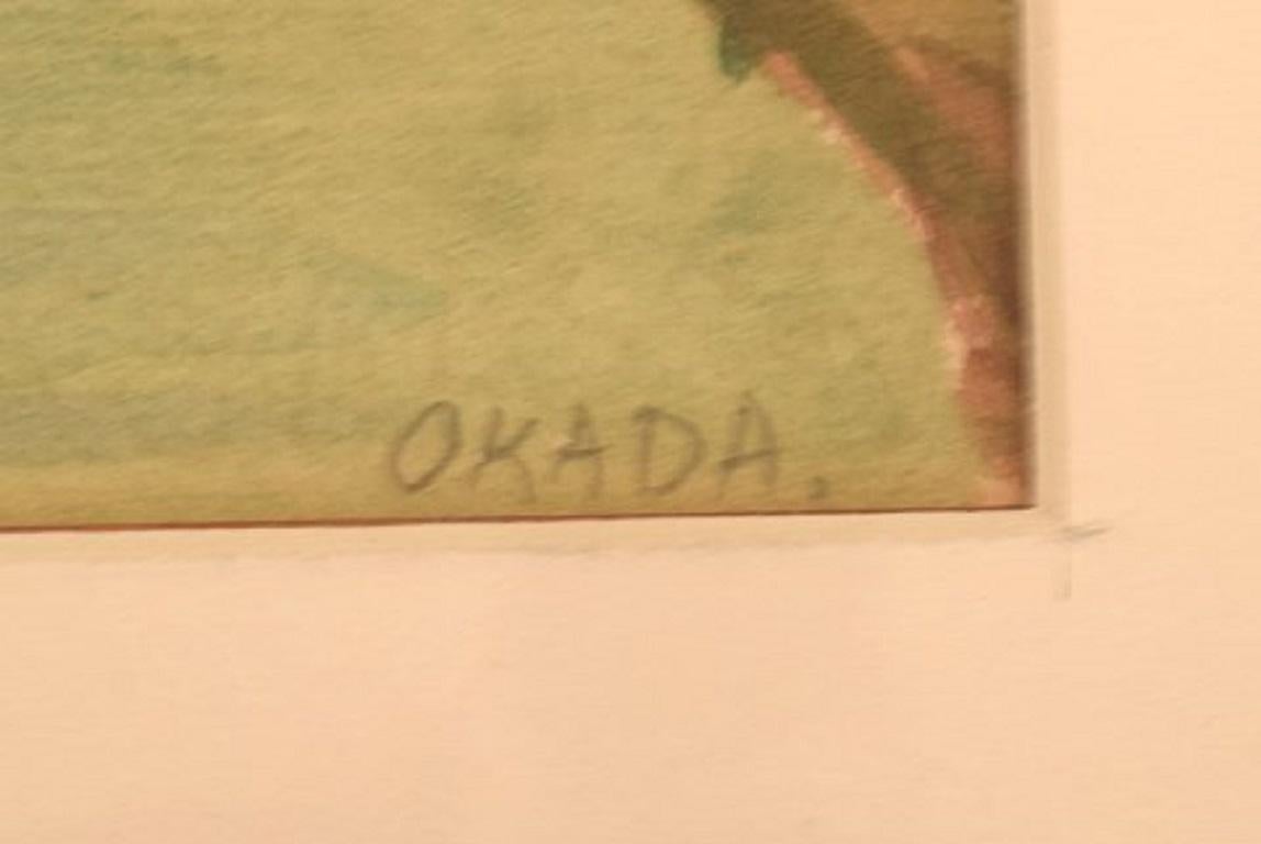 Saburosuke Okada, Japan, Watercolor on Paper, Landscape In Good Condition For Sale In Copenhagen, DK