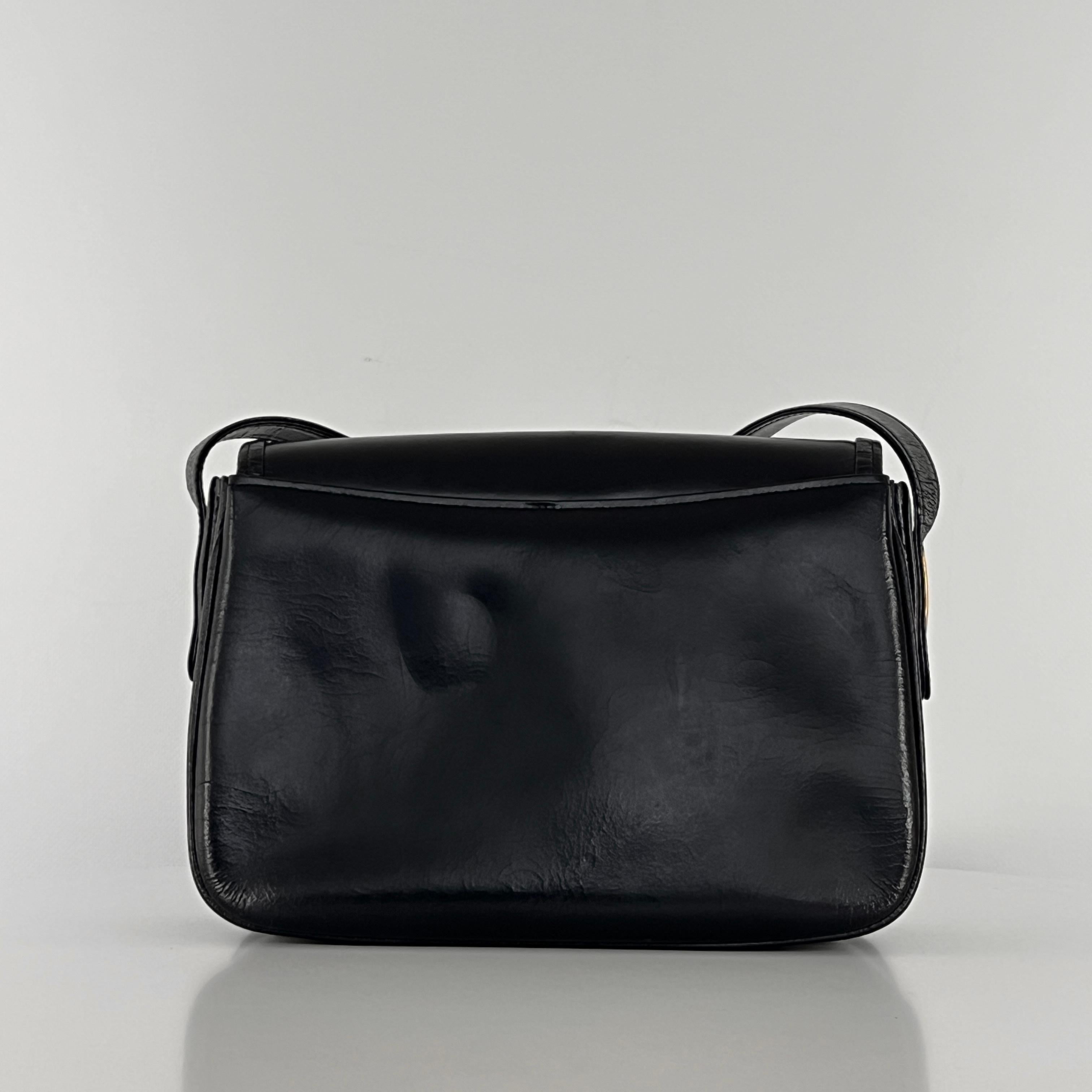 Sac à main CELINE Triomphe cuir noir 1990-1999 in vendita 5