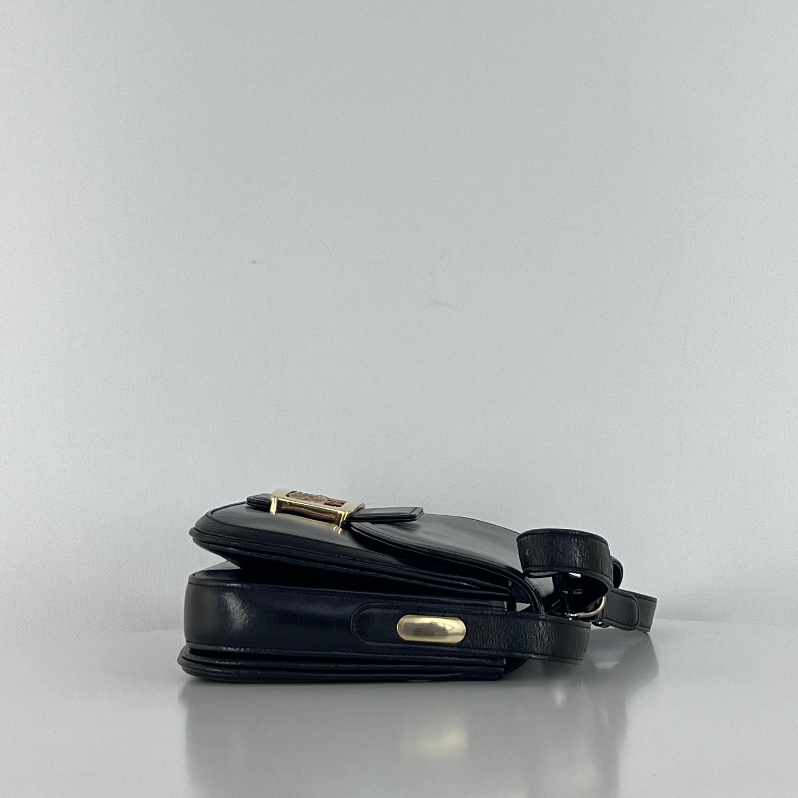 Sac à main CELINE Triomphe cuir noir 1990-1999 in vendita 7