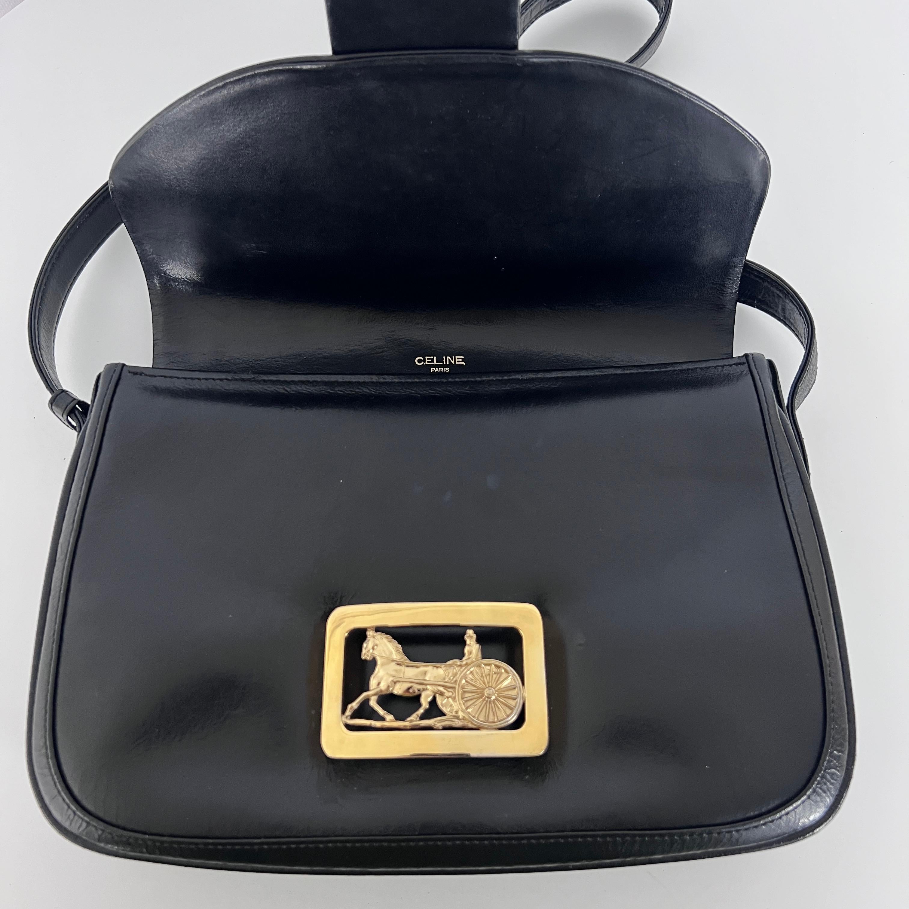 da uomo o donna Sac à main CELINE Triomphe cuir noir 1990-1999 in vendita