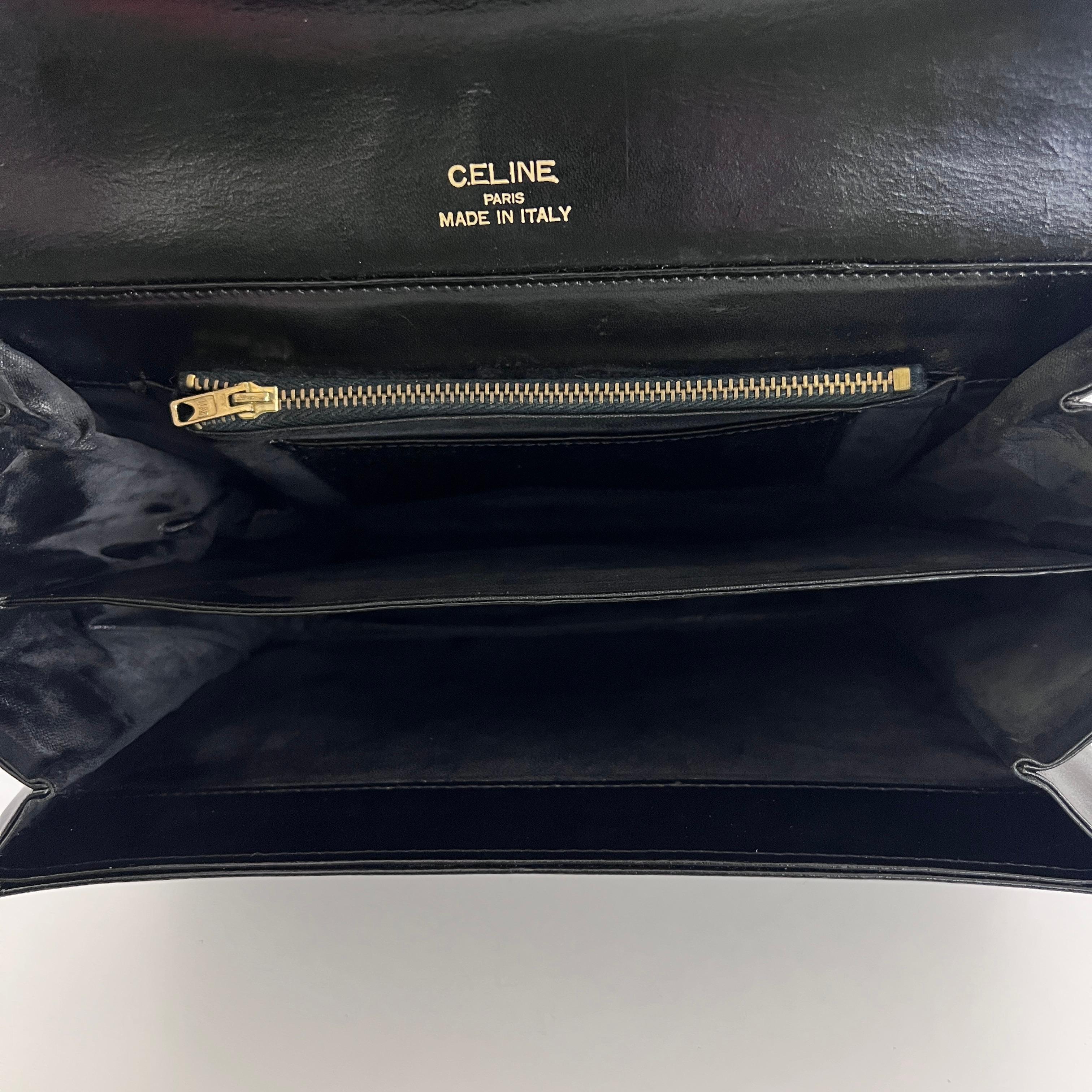 Sac à main CELINE Triomphe cuir noir 1990-1999 in vendita 1