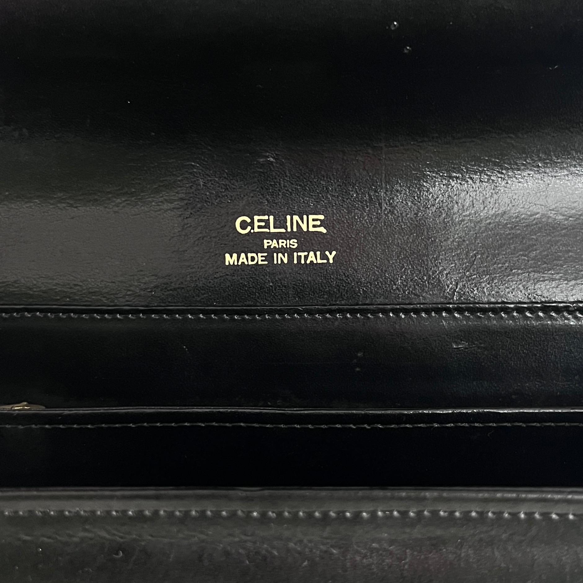 Sac à main CELINE Triomphe cuir noir 1990-1999 in vendita 2