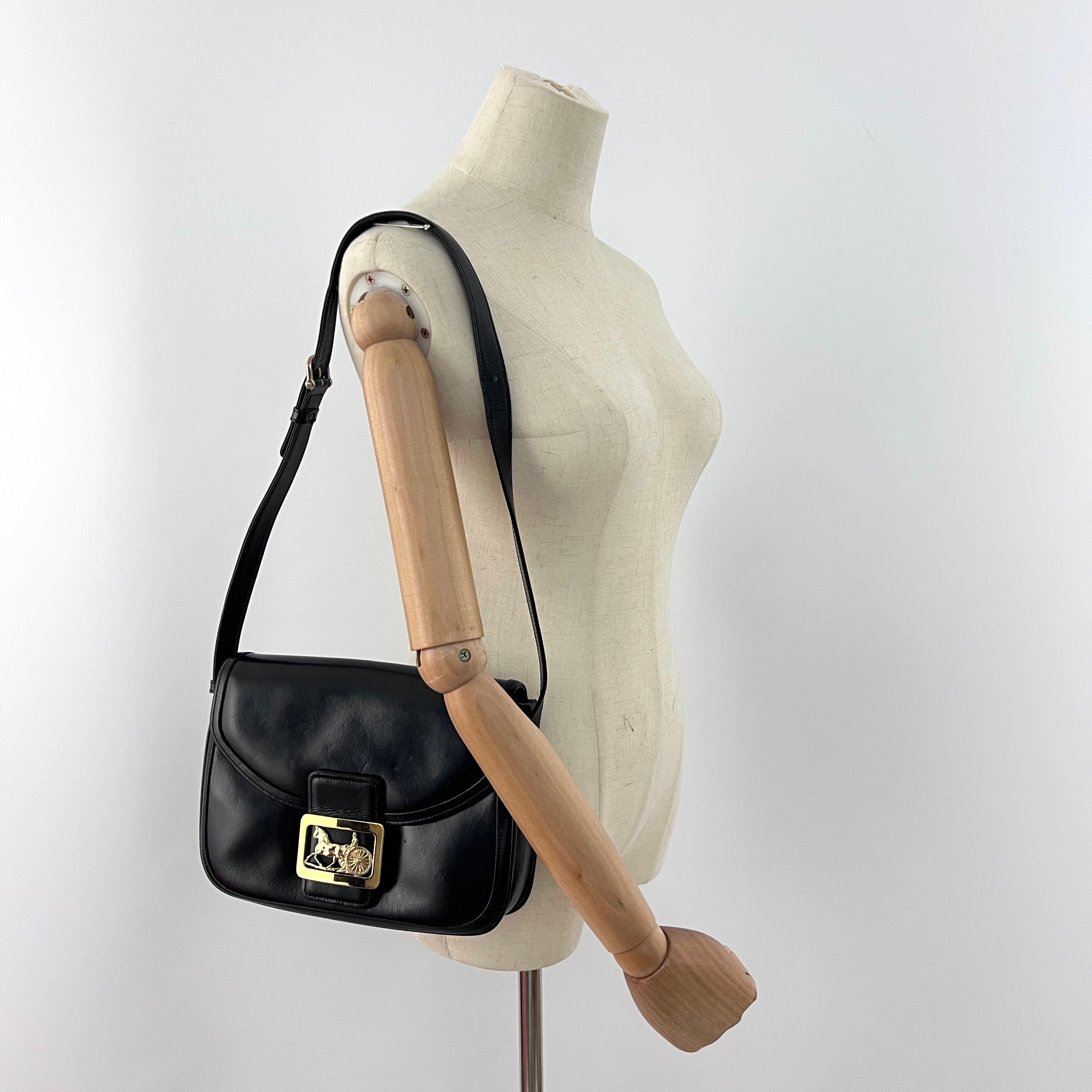 Sac à main CELINE Triomphe cuir noir 1990-1999 in vendita 3