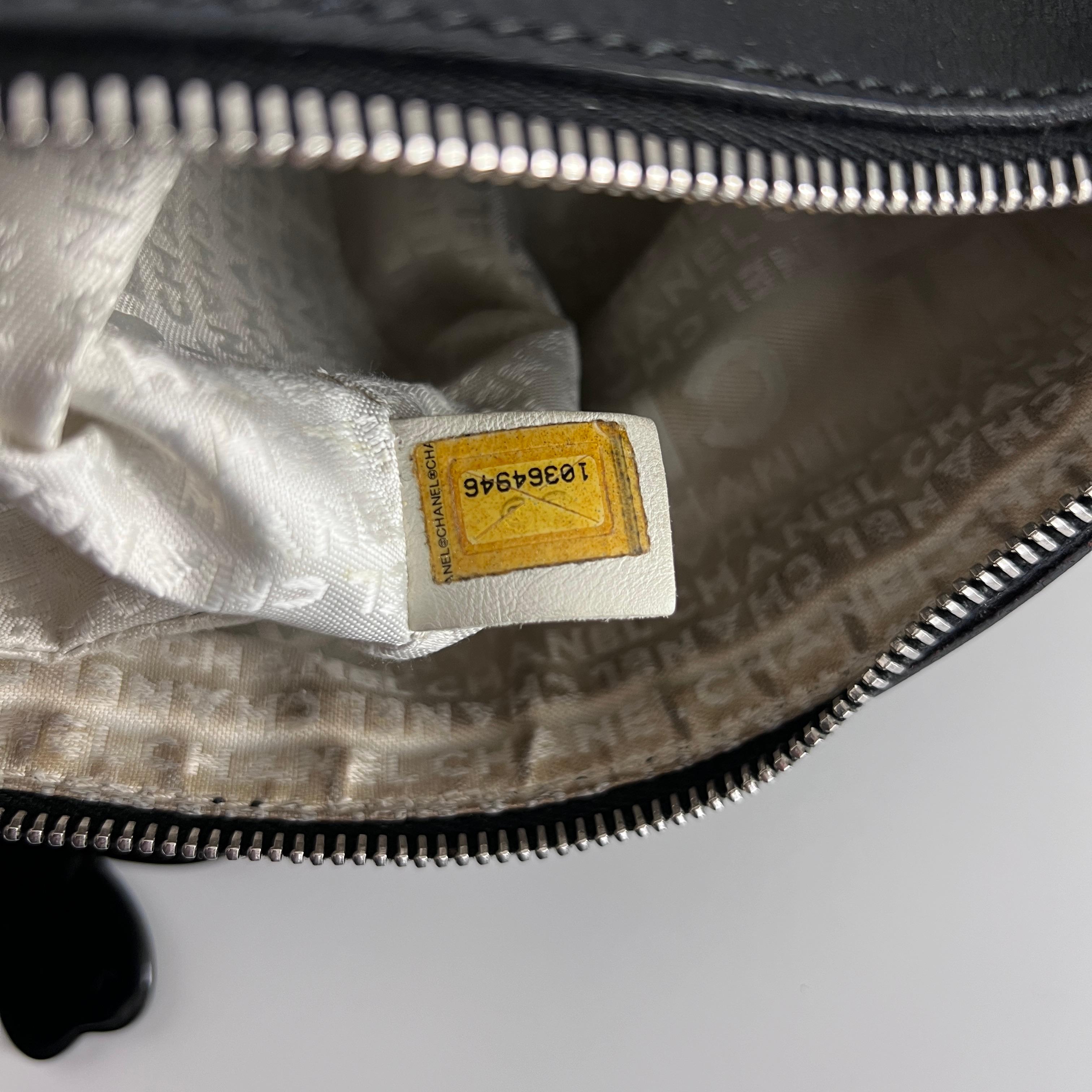 Sac à main Chanel Hobo Tweed Small tweed et cuir noir 2005-2006 in vendita 5