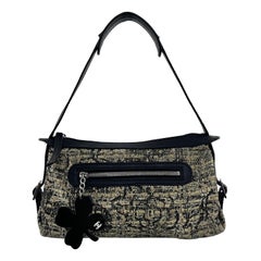 Sac à main CHANEL Hobo Tweed Small tweed et cuir noir 2005-2006