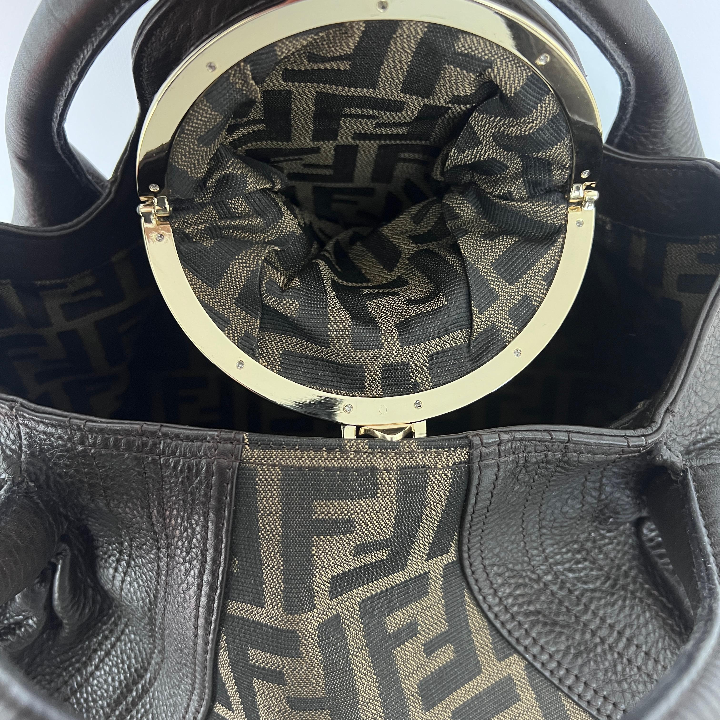 Sac à main FENDI Spy toile et cuir marron 1990-1999 Unisexe en vente