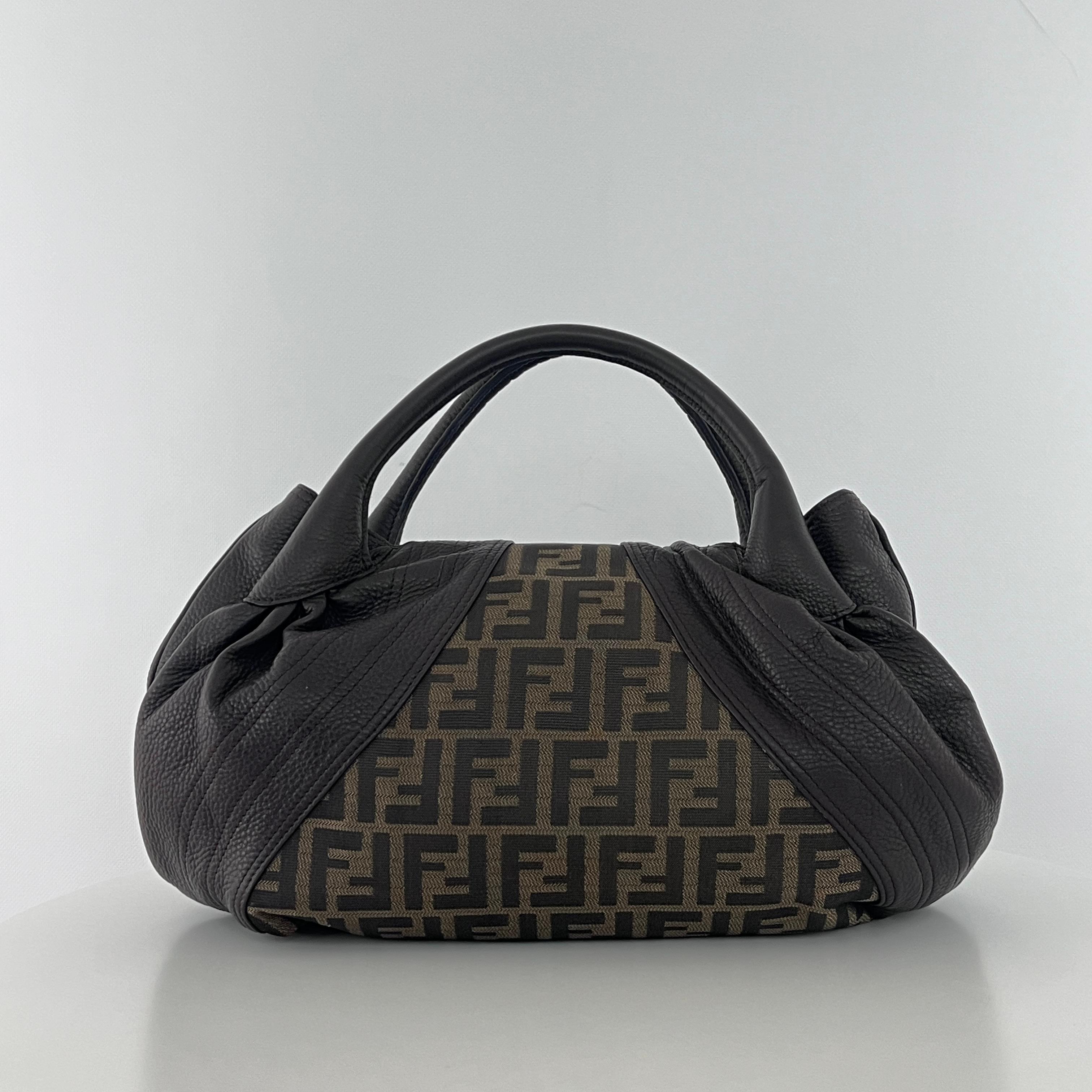 Sac à main FENDI Spy toile et cuir marron 1990-1999 en vente 4