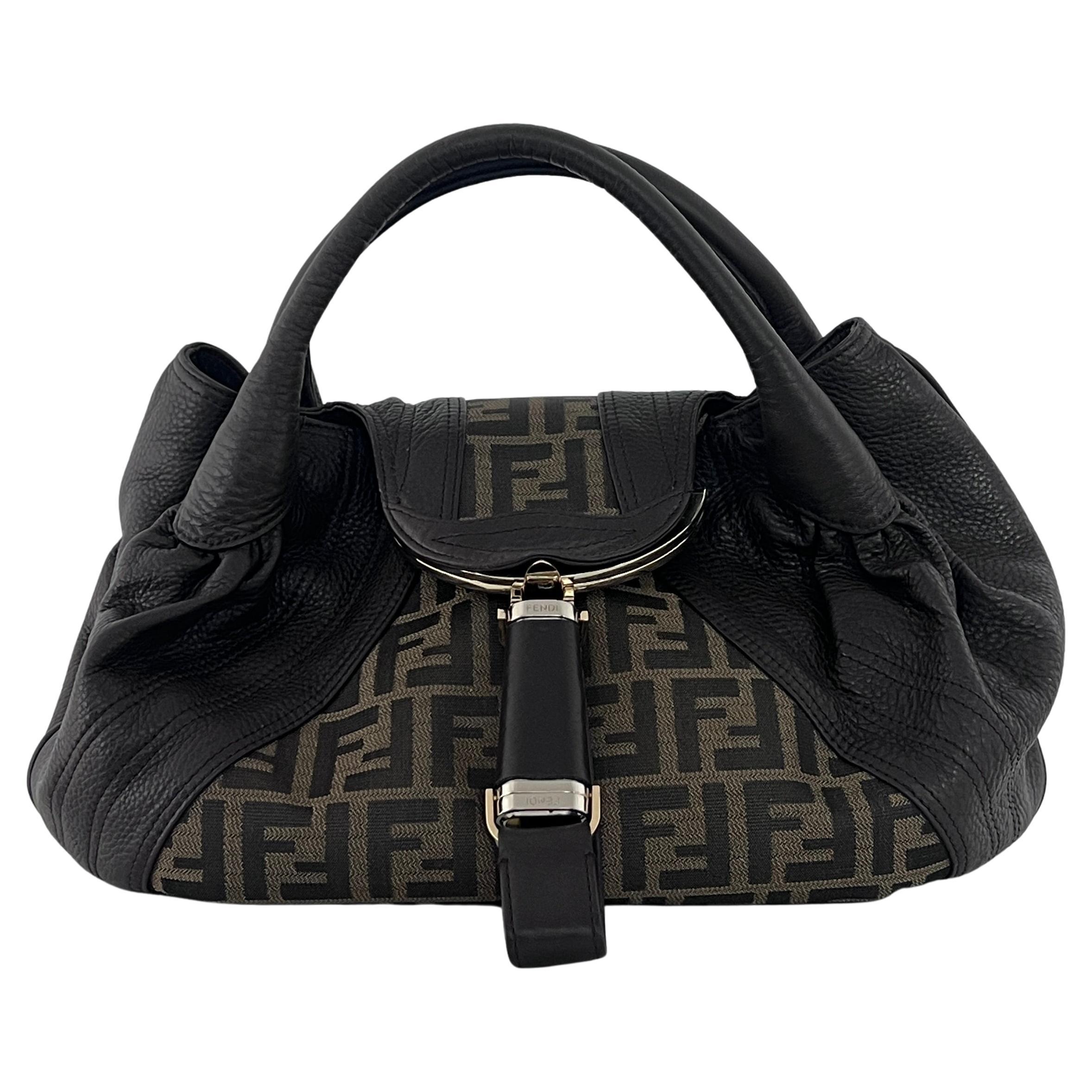 Sac à main FENDI Spy toile et cuir marron 1990-1999