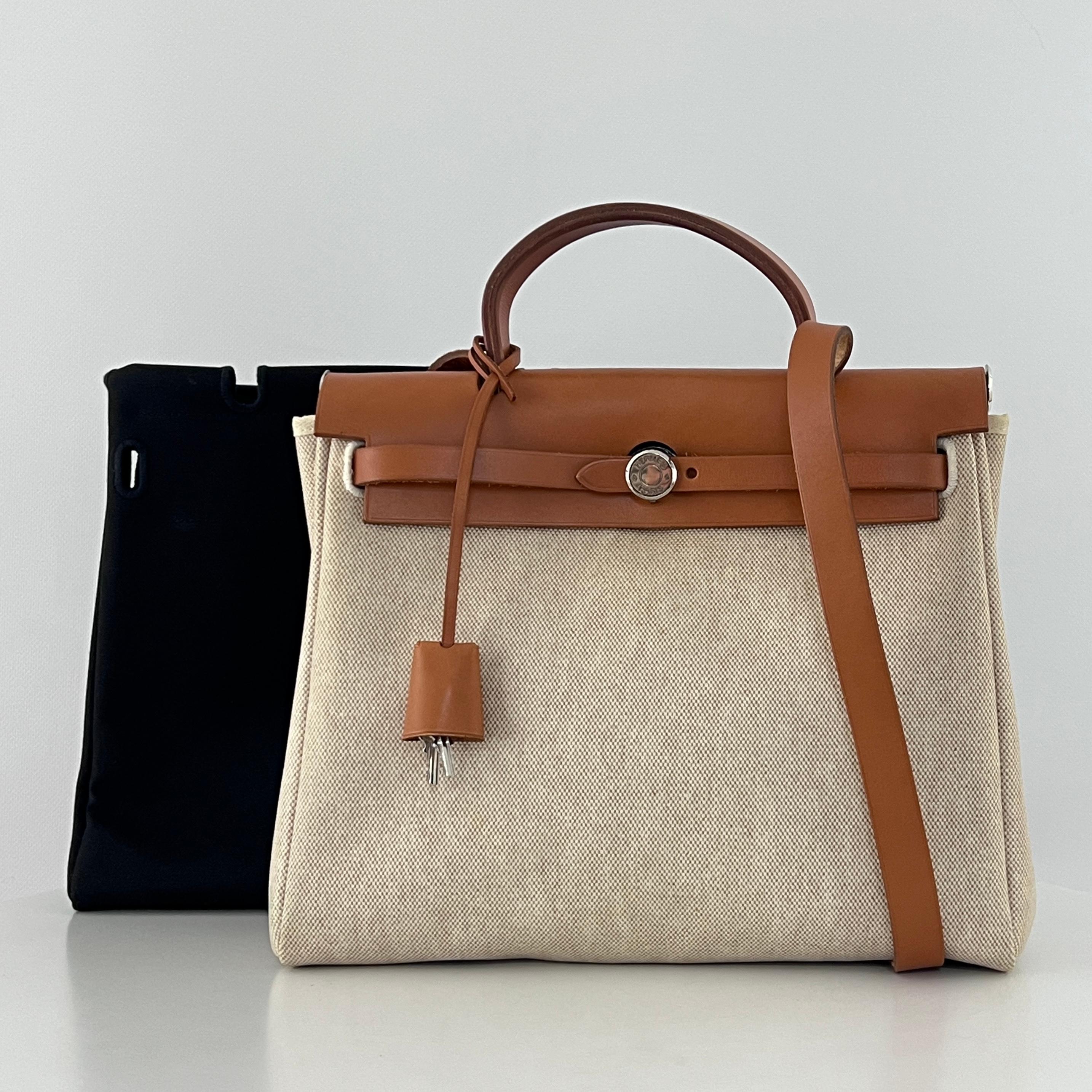 Marrone Sac à main HERMÈS Herbag 31 toile et cuir marron 2001 in vendita