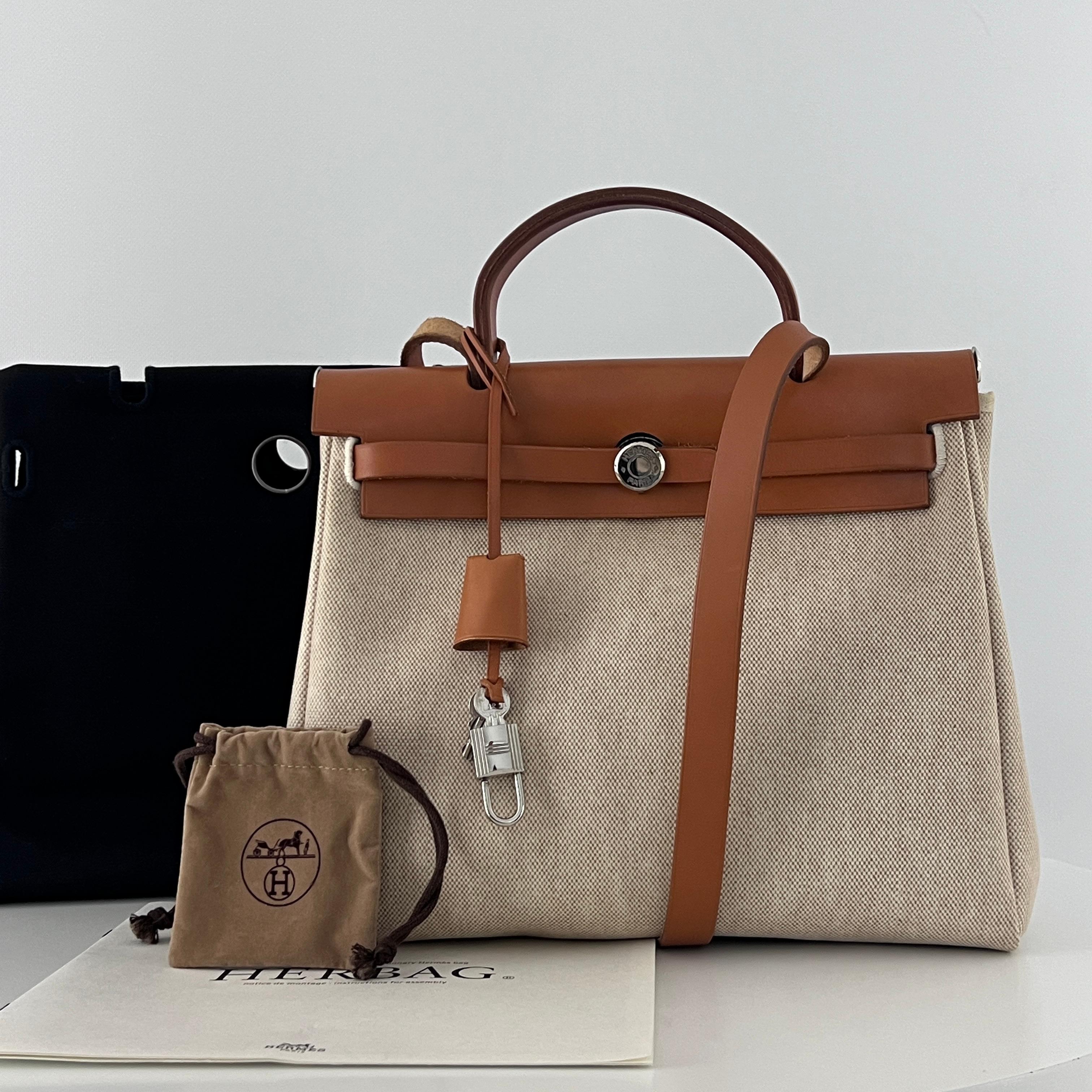 Sac à main HERMÈS Herbag 31 toile et cuir marron 2001 In condizioni ottime in vendita a SAINT-OUEN-SUR-SEINE, FR