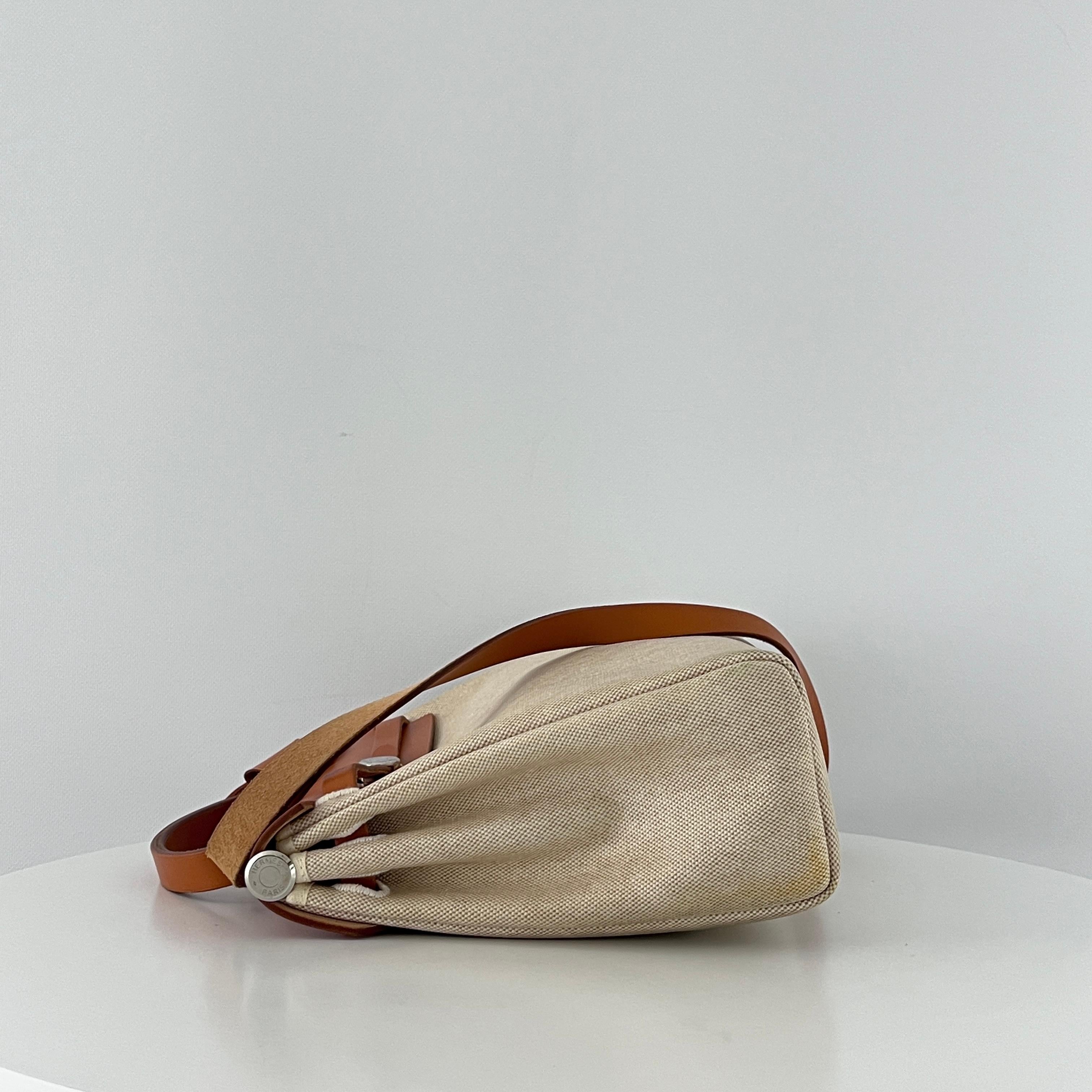 Sac à main HERMÈS Herbag 31 toile et cuir marron 2001 in vendita 3