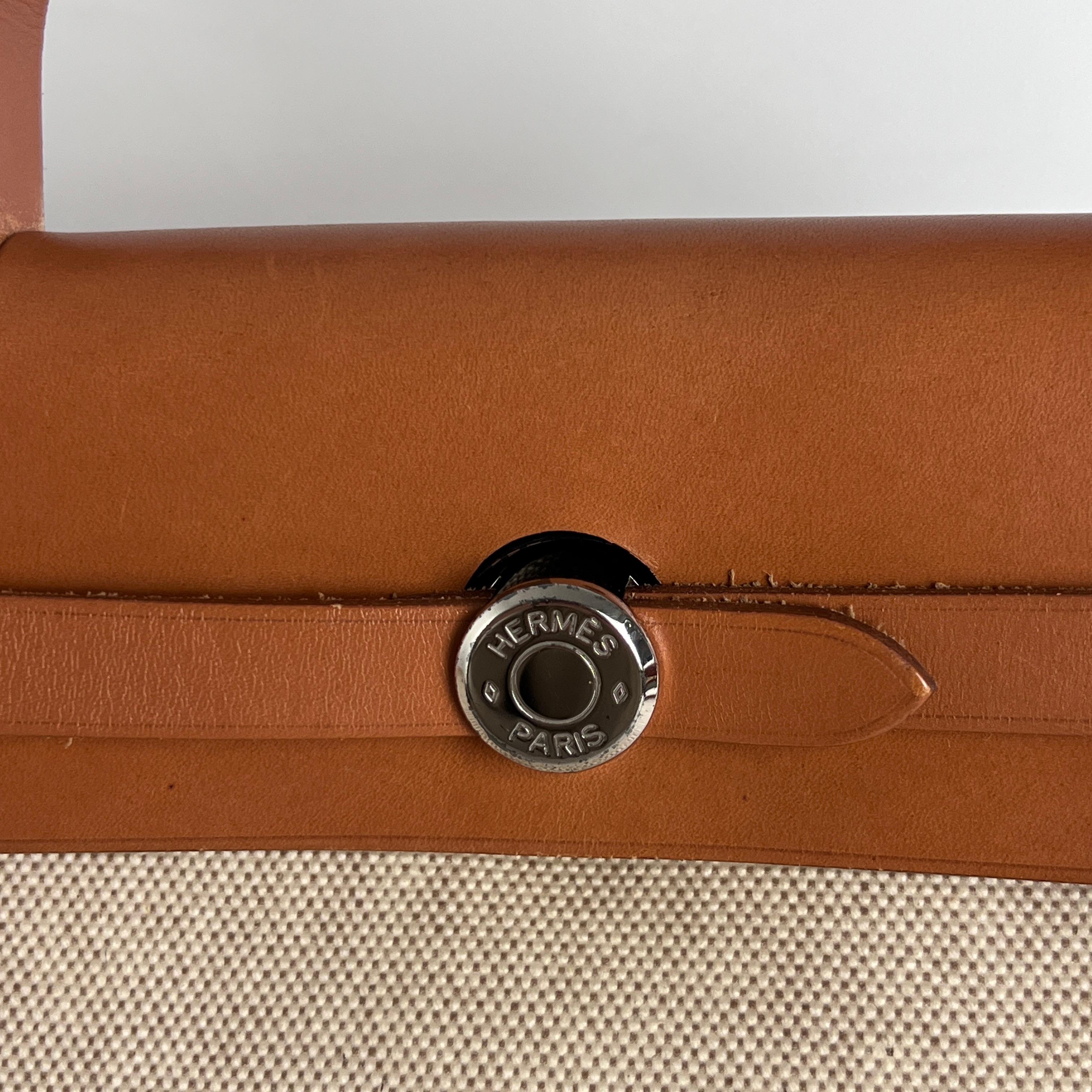 Sac à main HERMÈS Herbag 31 toile et cuir marron 2001 in vendita 4