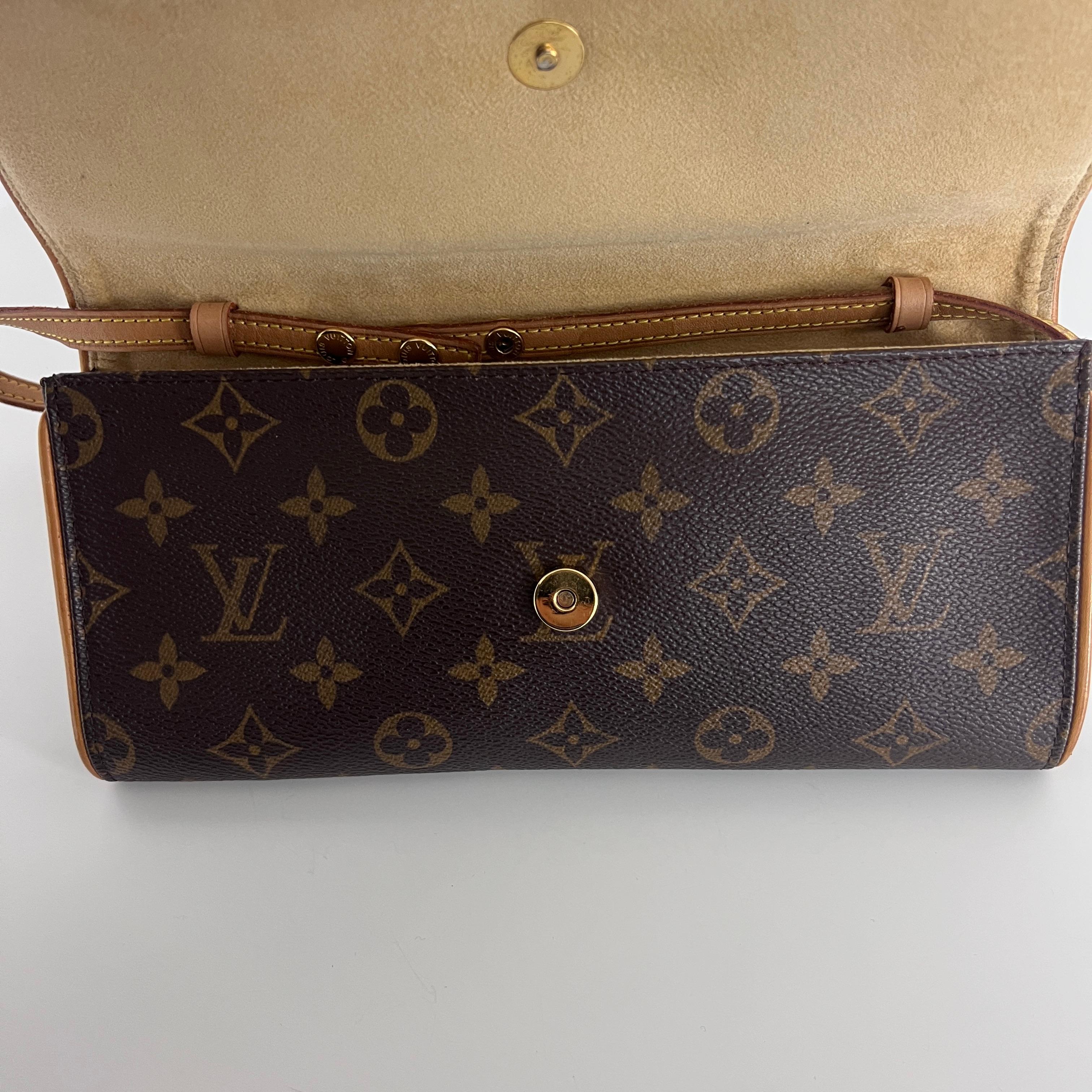 Sac à main LOUIS VUITTON Twin PM toile et cuir marron 1999 in vendita 3