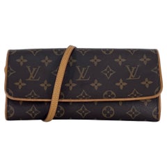 Sac à main LOUIS VUITTON Twin PM toile et cuir marron 1999