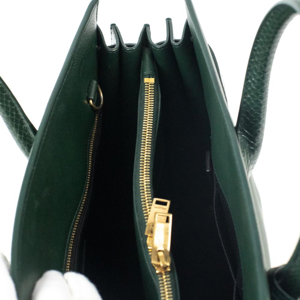 Sac de Jour in green leather In Good Condition In Clichy, FR
