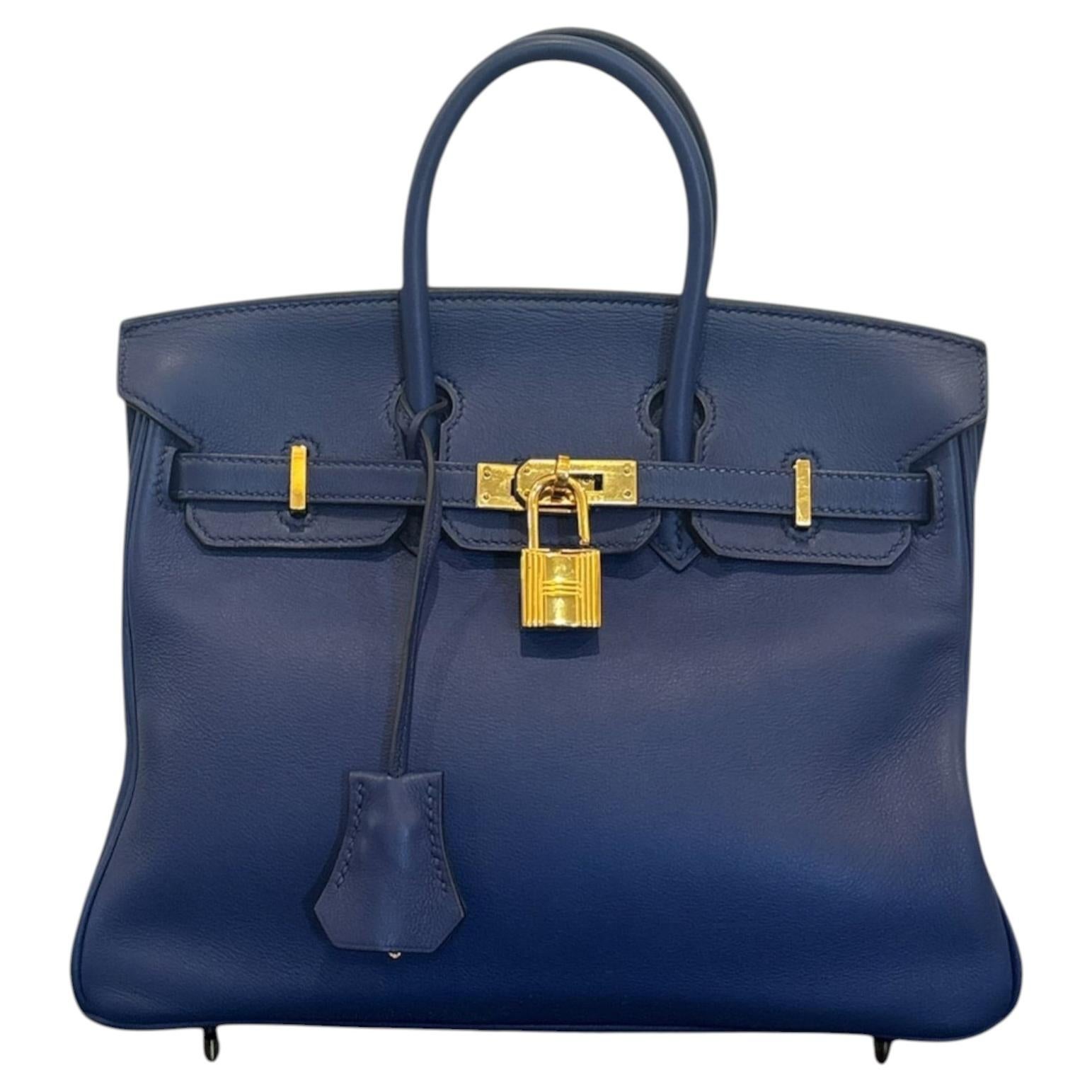 Sac Hermès Birkin 25 en cuir Swift bleu saphir