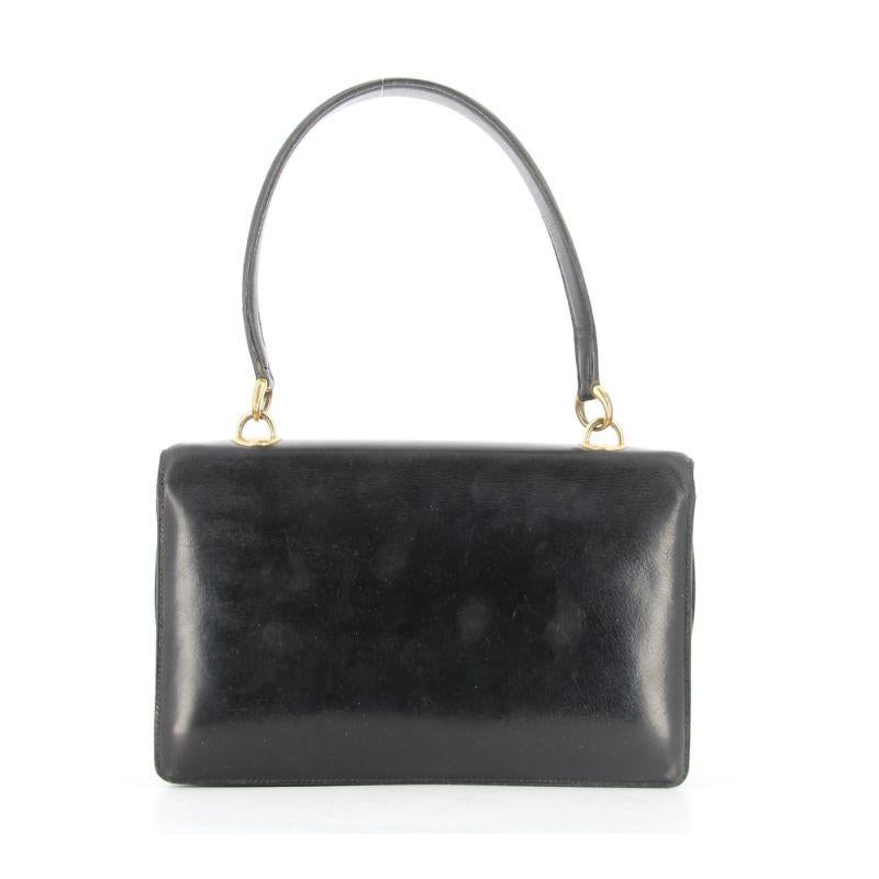 Sac Hermes Demi Lune 1950er Jahre in schwarzem Kalbsleder im Zustand „Gut“ im Angebot in PARIS, FR