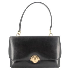 Sac Hermes Demi Lune 1950er Jahre in schwarzem Kalbsleder