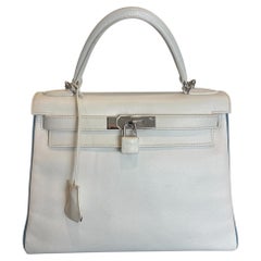Hermès Kelly 28 Bicolore Weiß & Blau 2006, Umhängetasche