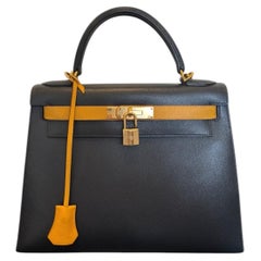 Sac Hermès Kelly 28 Bicolore Epsom Bandoulière