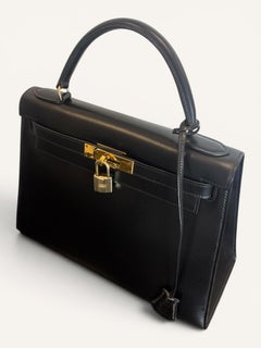 Sac Hermès Kelly 28 Box Noir 1978