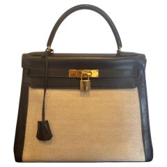 Sac Hermès Kelly 28 Toile & Cuir 1965
