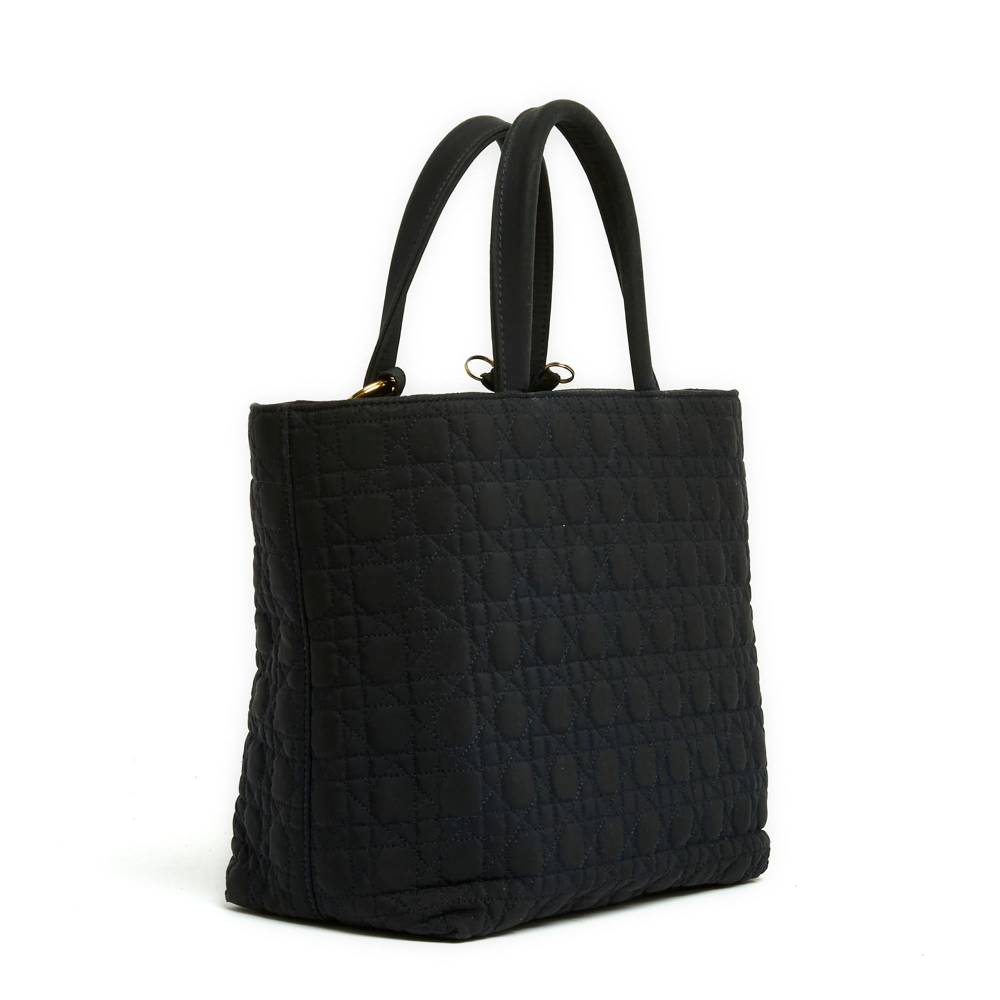 Women's or Men's Sac Lady Dior Medium Dark Navy Canvas Bag strap