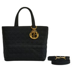 Sac Lady Dior Medium Bolso Lona Azul Marino Oscuro correa