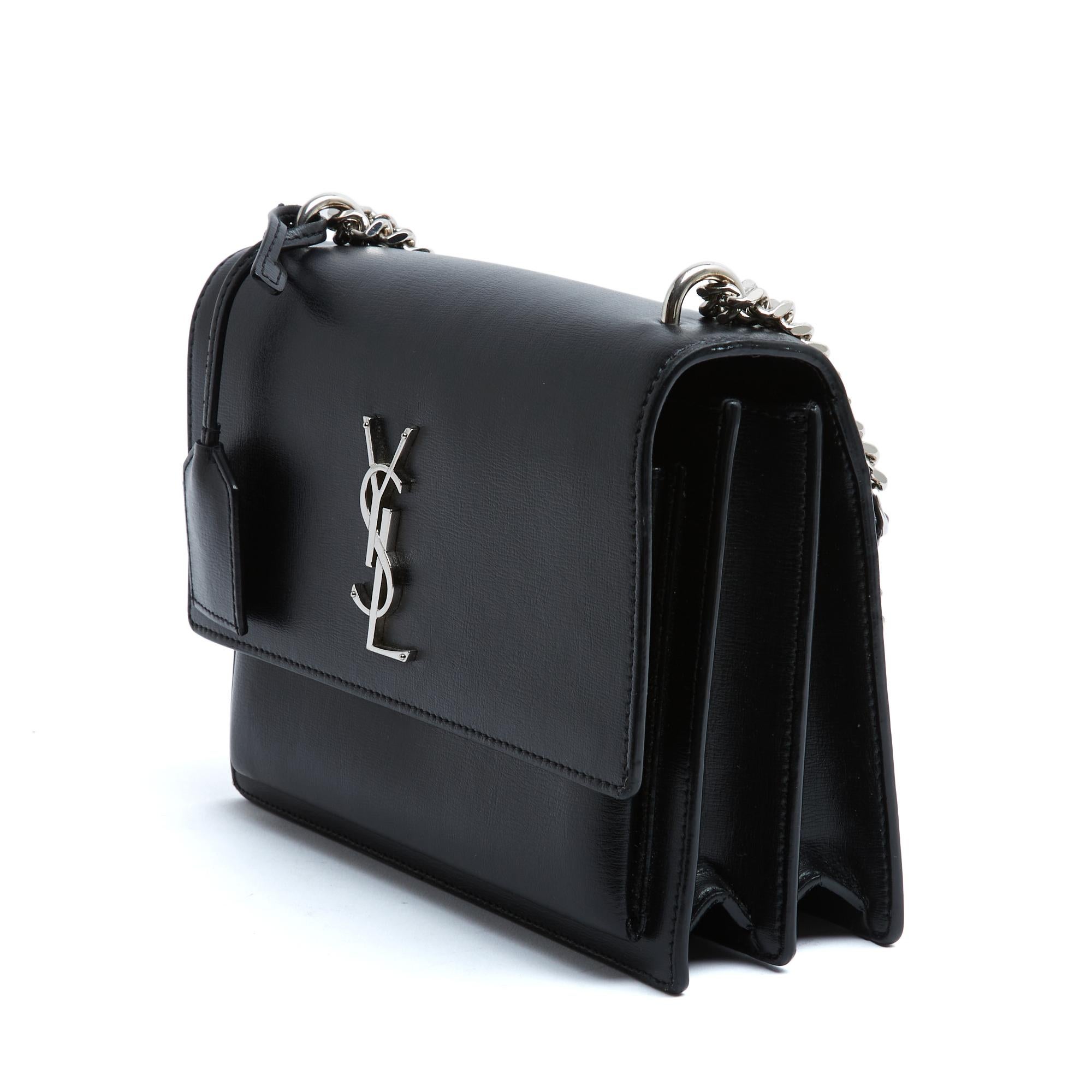 da uomo o donna Sac Laurent sac Sunset 2024 Nero Pelle Argento Cassandre Tracolla in scatola in vendita