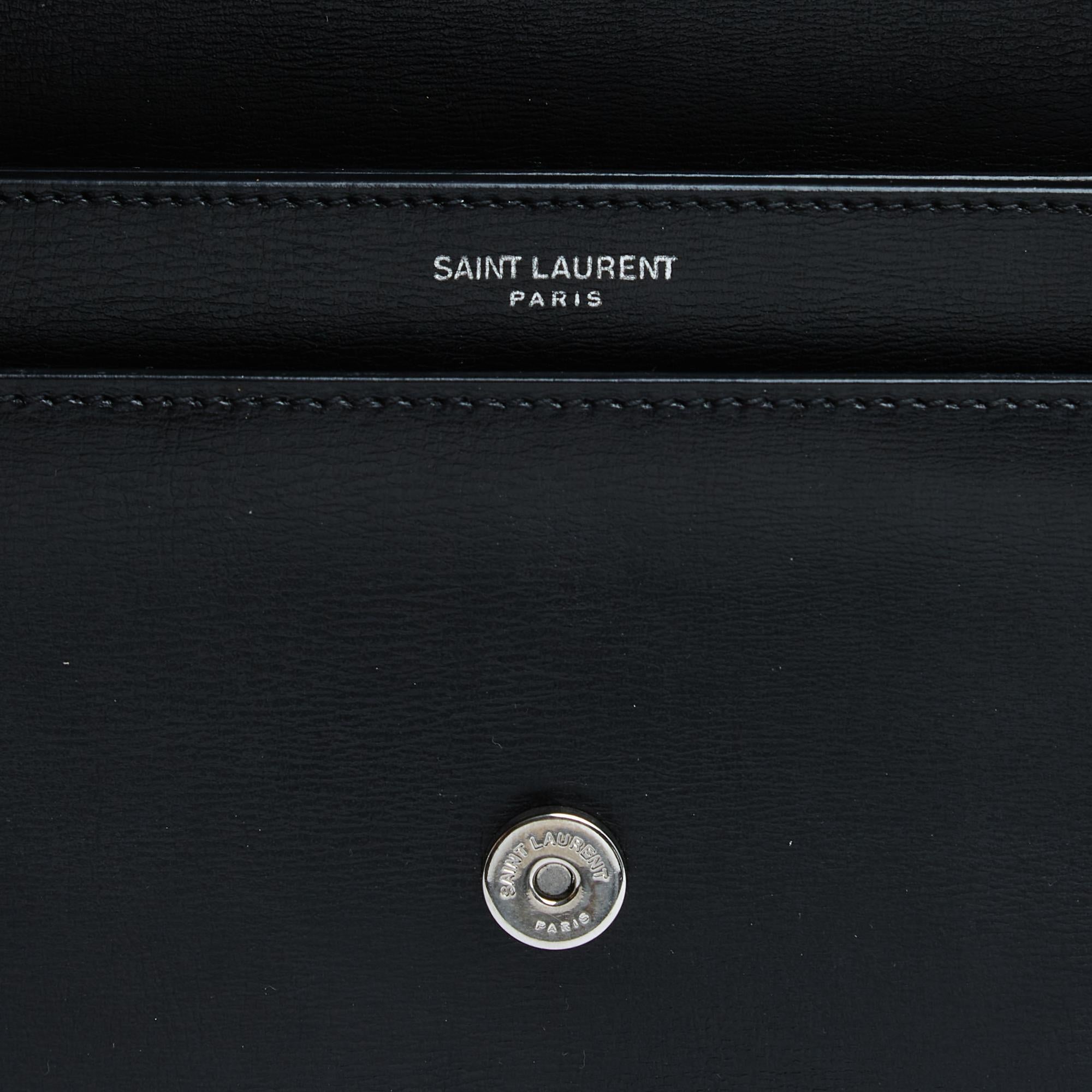 Sac Laurent sac Sunset 2024 Nero Pelle Argento Cassandre Tracolla in scatola in vendita 2