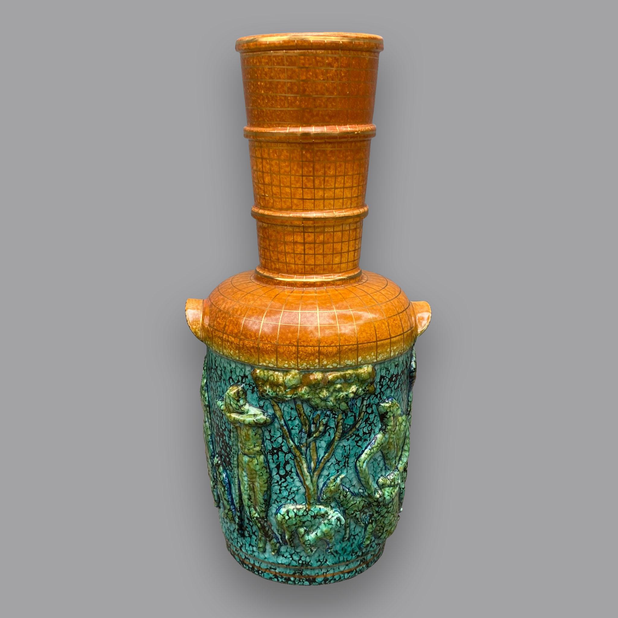 SACA Sesto Fiorentino Jarrón de maiolica italiana de los años 50 Moderno de mediados de siglo en venta