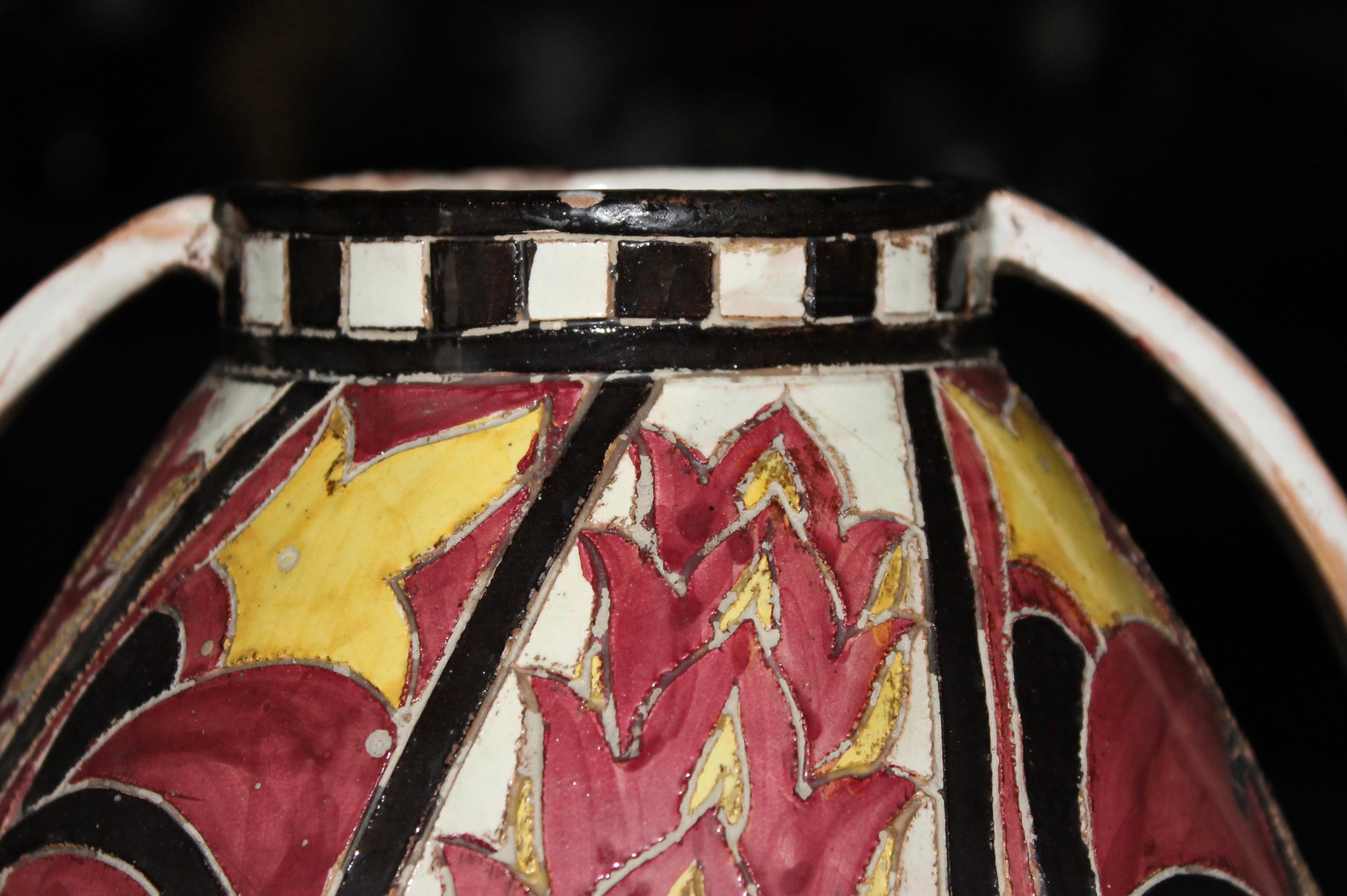 S.A.C.A. Sgraffito-Vase im Zustand „Gut“ im Angebot in Sharon, CT